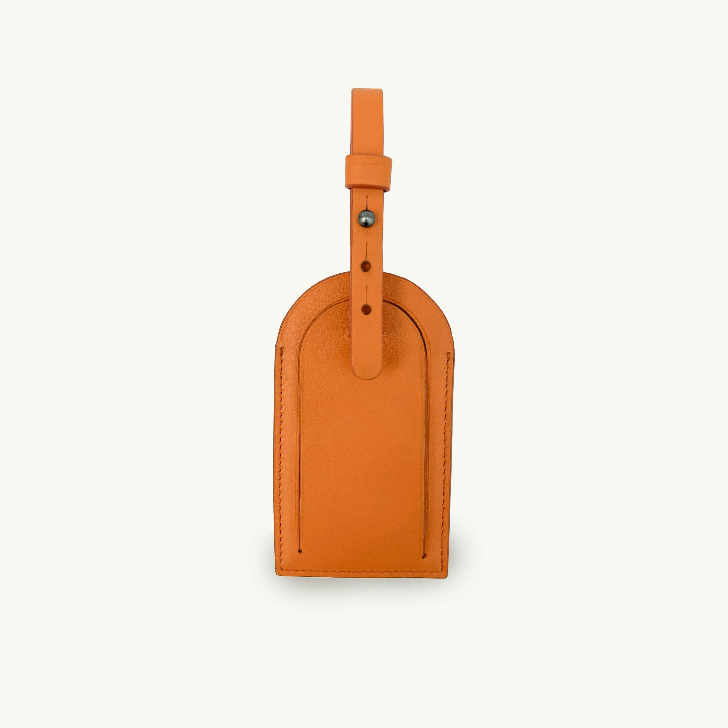 Orange Leather Luggage Tag and Loop Keyring Gift Set , view 4 of 6