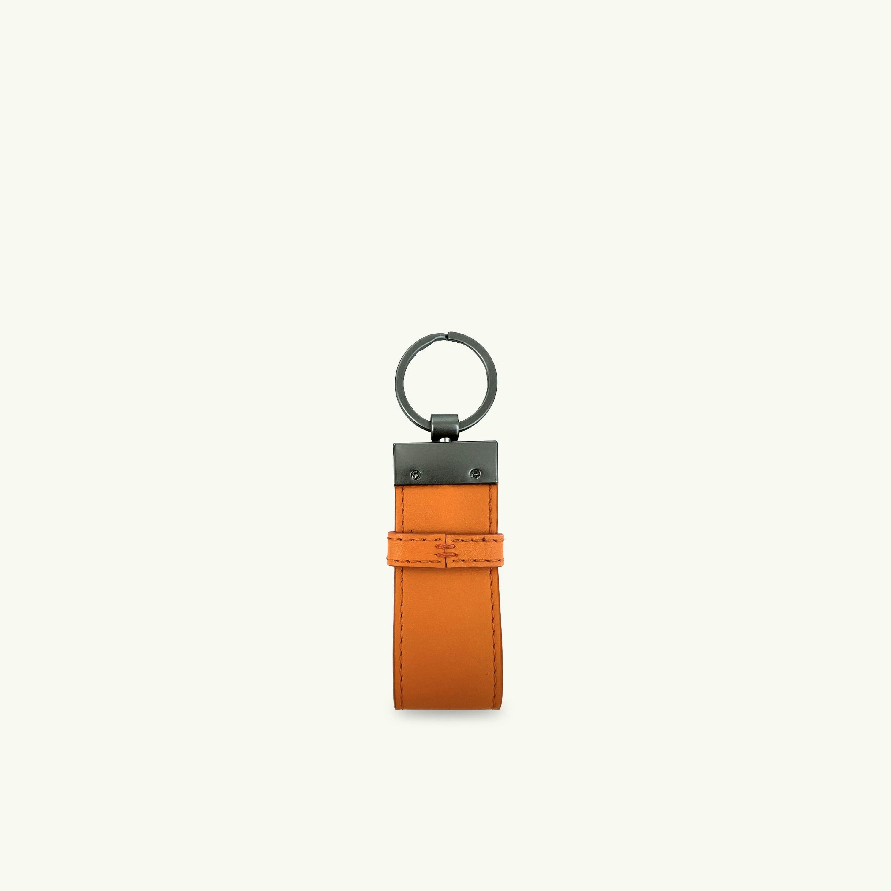 Orange Leather Luggage Tag and Loop Keyring Gift Set , view 5 of 6
