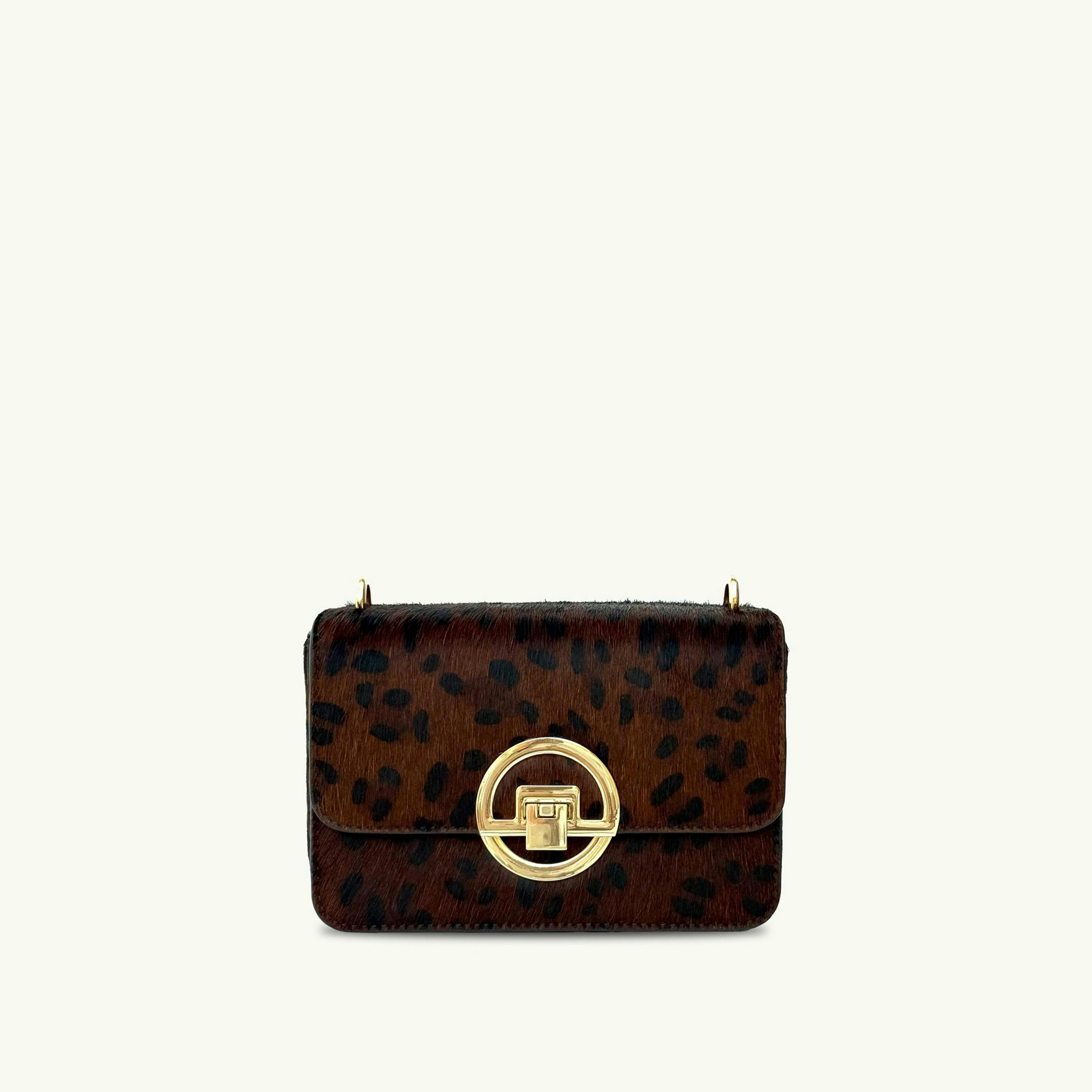 The Tilly Dark Leopard Hair-On Leather Bag , view 1 of 6