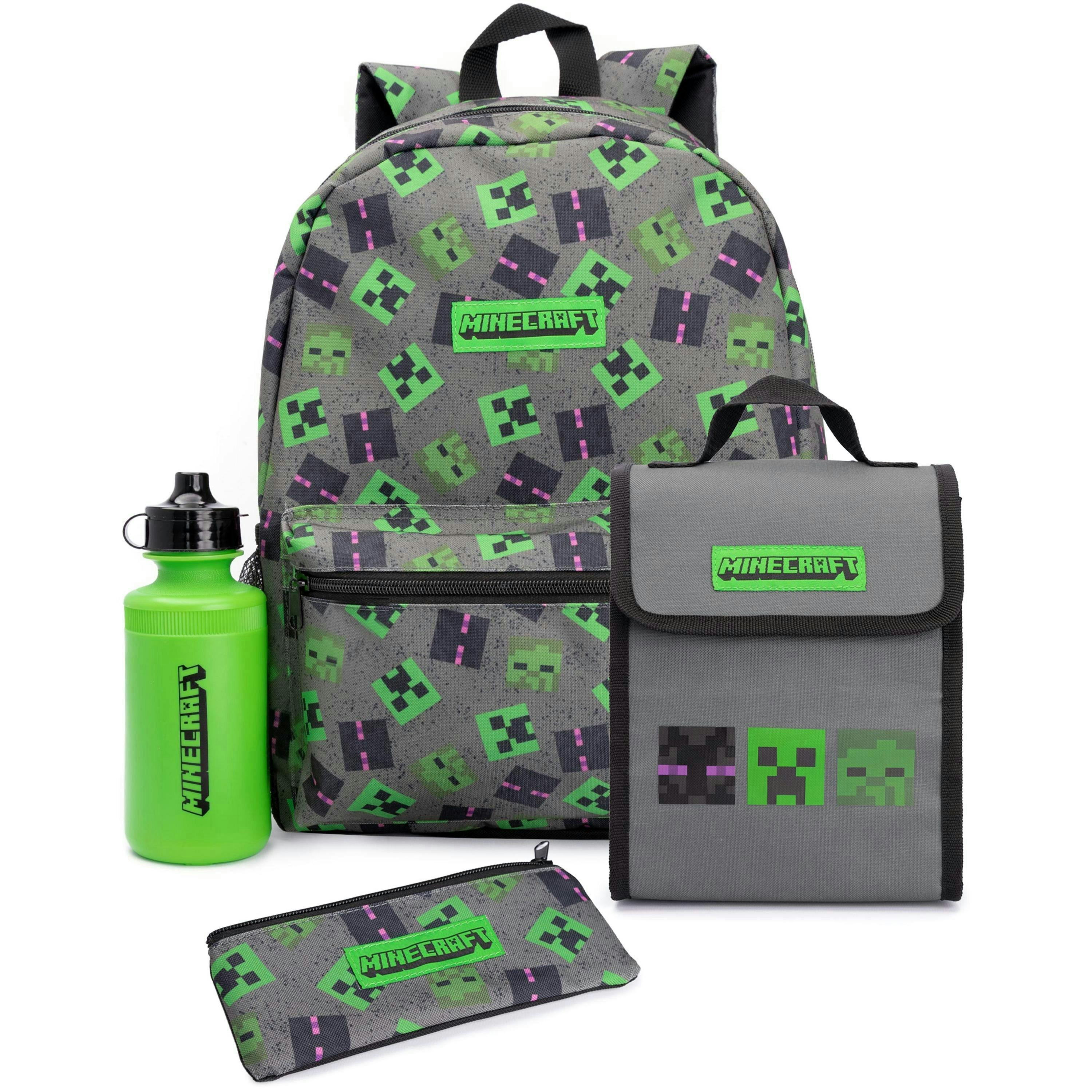 Minecraft Boys Grey Creeper 4 Piece Backpack Set (One Size) by Vanilla Underground , view 1 of 6