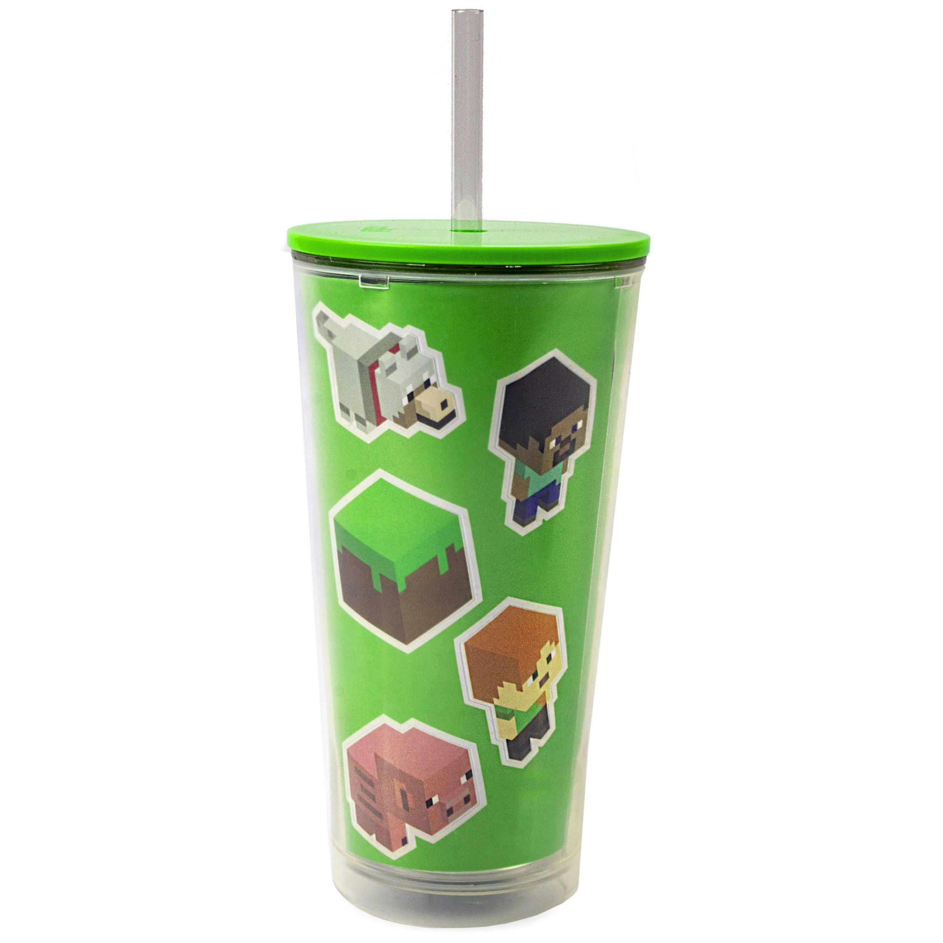 Minecraft Unisex Kids Green Straw Water Bottle (One Size) by Vanilla Underground , view 1 of 6
