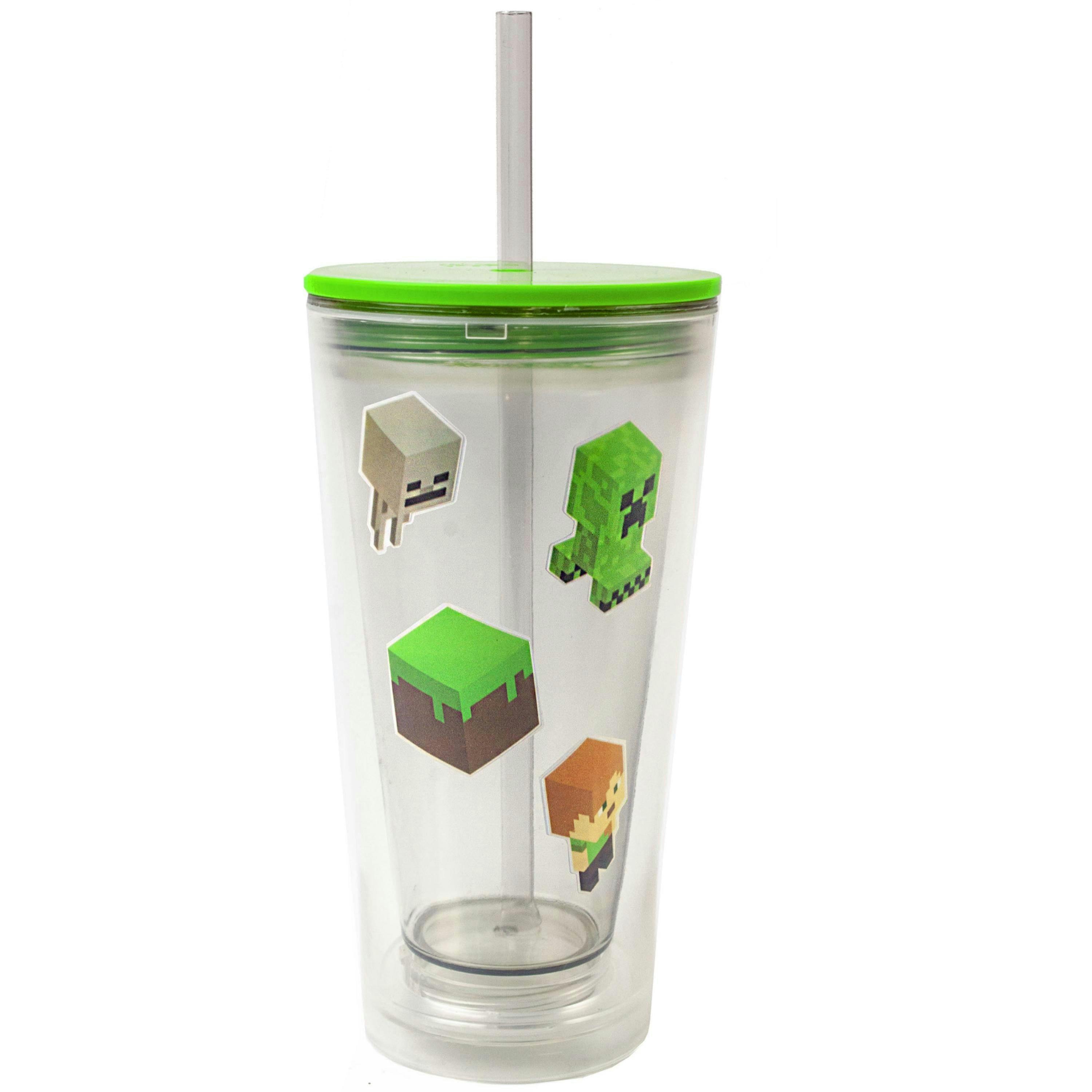 Minecraft Unisex Kids Green Straw Water Bottle (One Size) by Vanilla Underground , view 2 of 6
