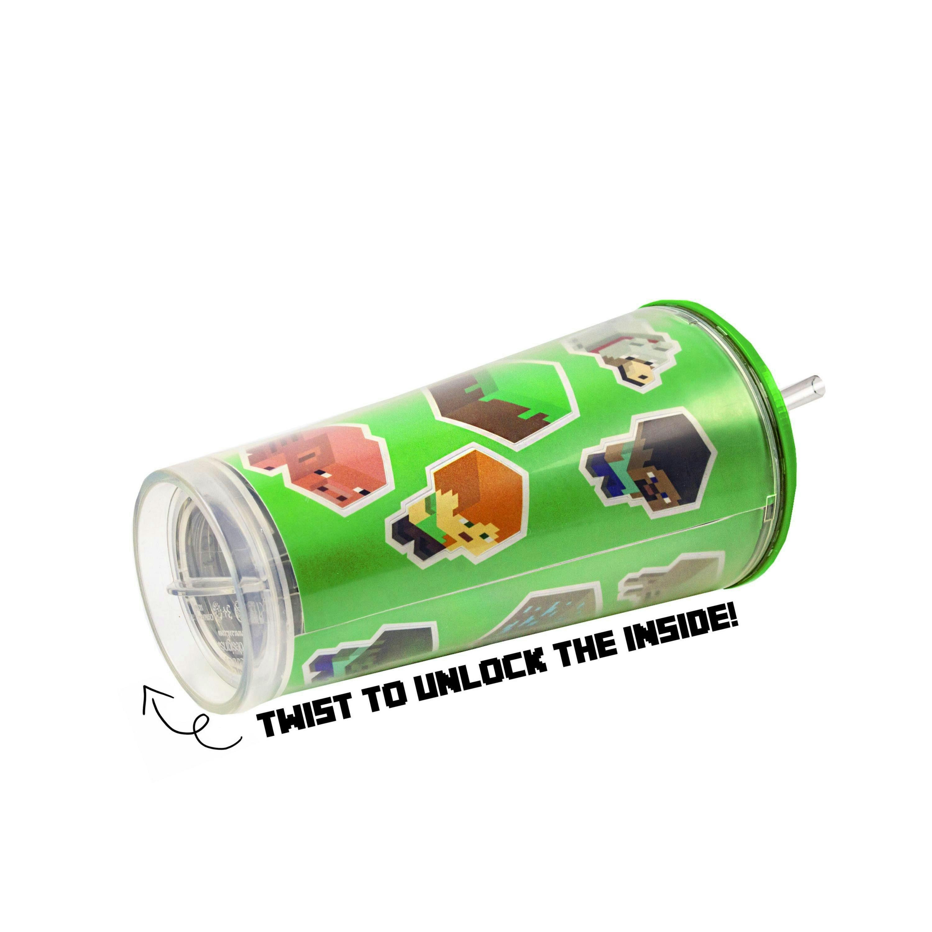 Minecraft Unisex Kids Green Straw Water Bottle (One Size) by Vanilla Underground , view 4 of 6