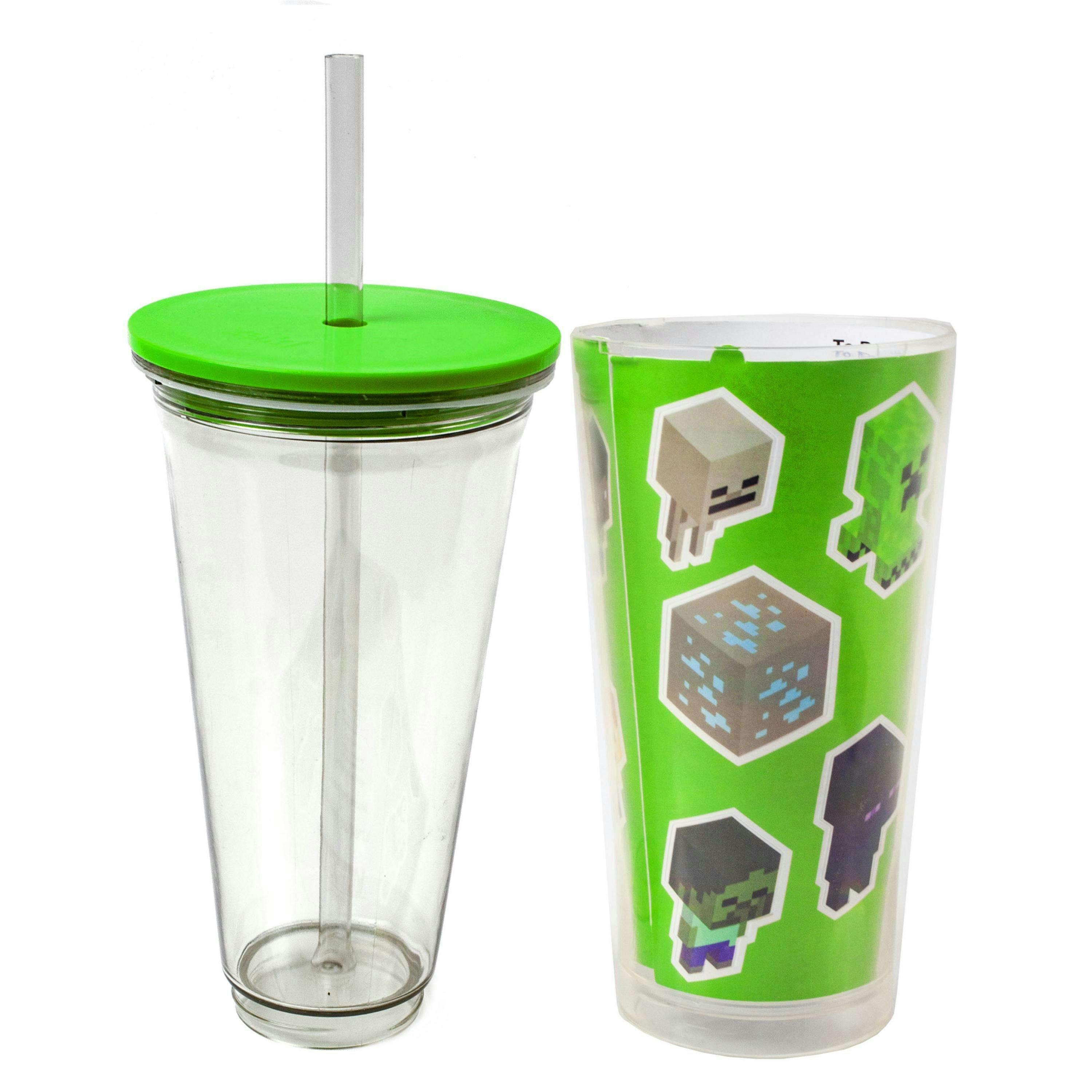 Minecraft Unisex Kids Green Straw Water Bottle (One Size) by Vanilla Underground , view 5 of 6