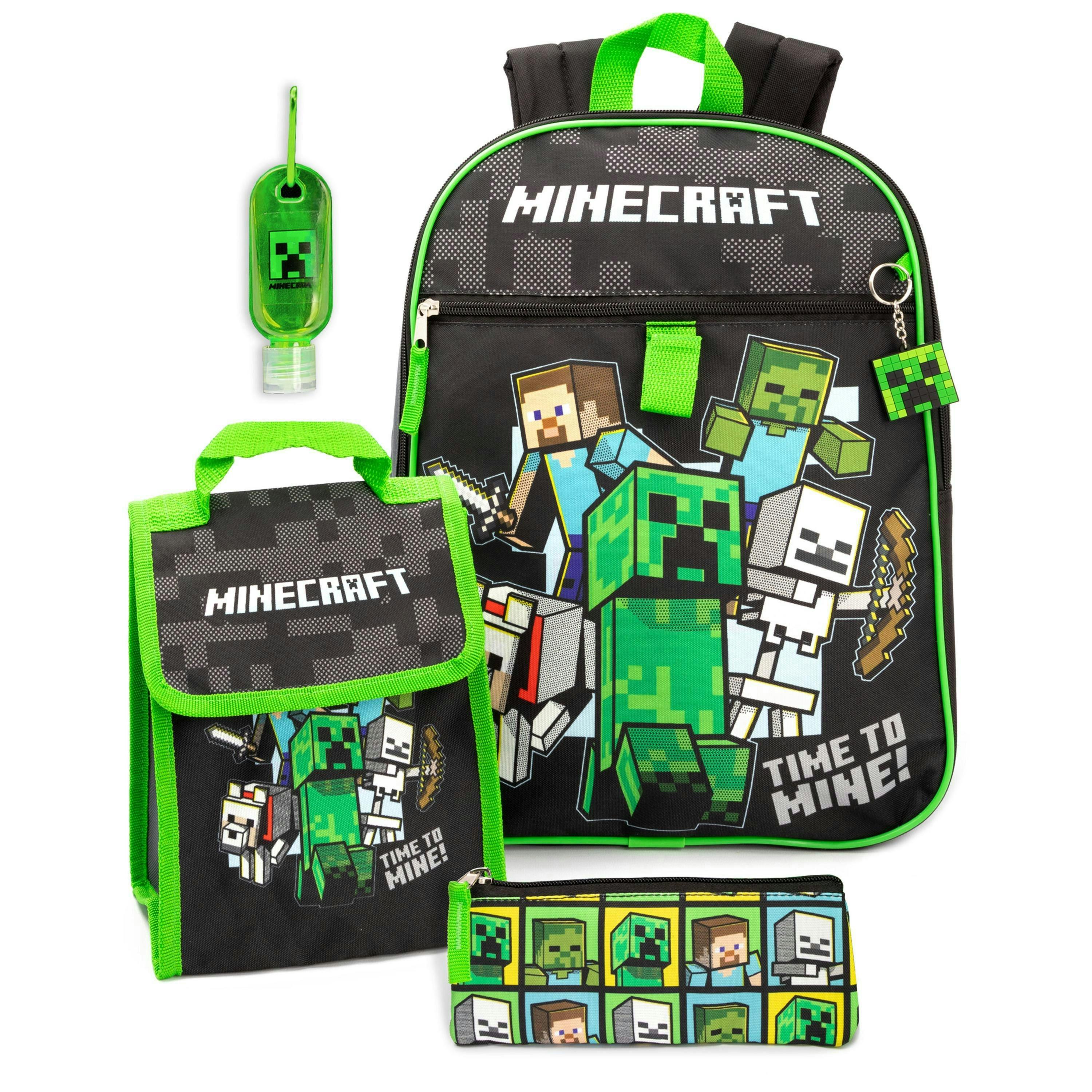 Minecraft Boys Black Creeper, Zombie, Steve 4 Piece Backpack Set (One Size) by Vanilla Underground , view 1 of 6