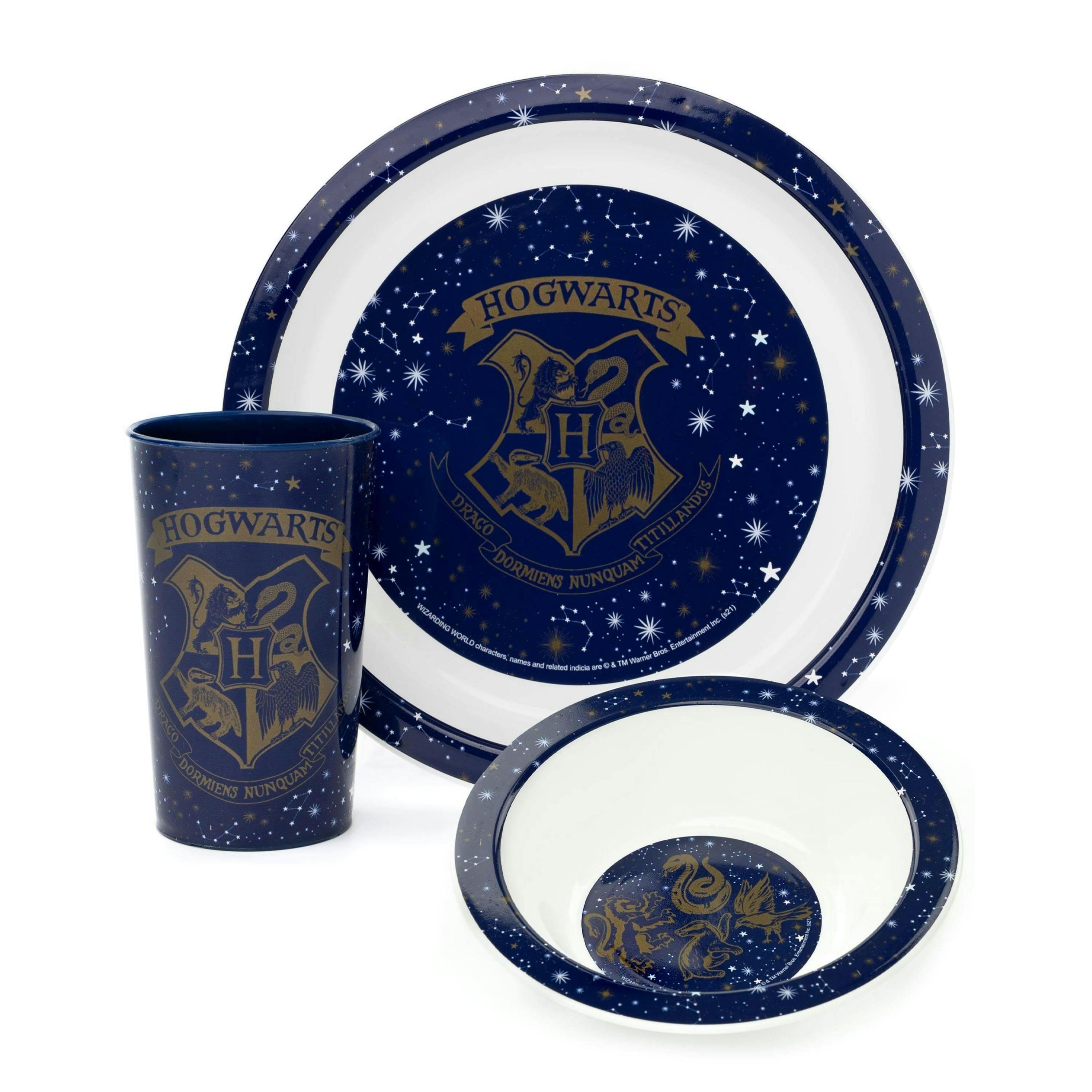 Harry Potter Unisex Kids Blue 3 Piece Tableware Set (One Size) by Vanilla Underground , view 1 of 6