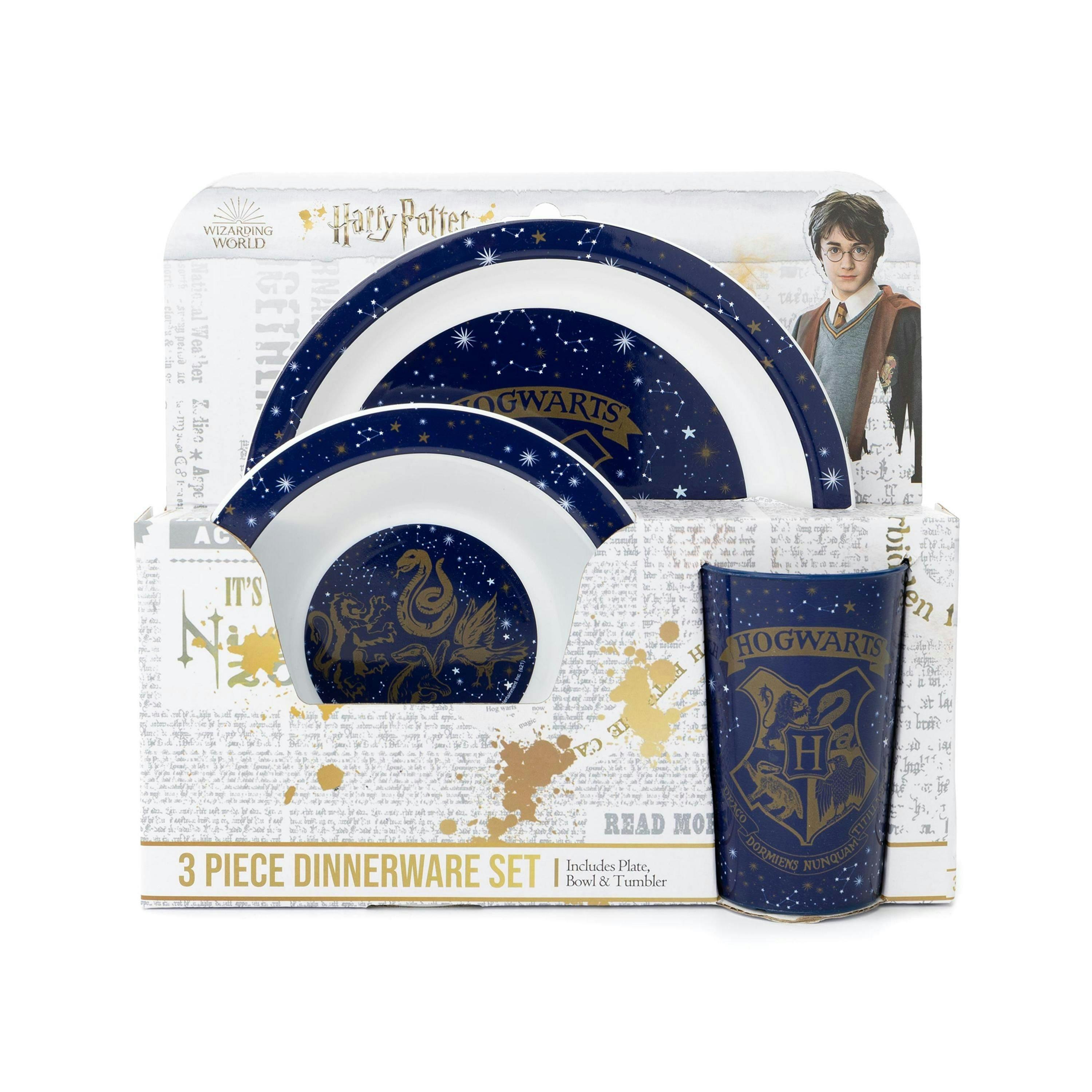 Harry Potter Unisex Kids Blue 3 Piece Tableware Set (One Size) by Vanilla Underground , view 2 of 6