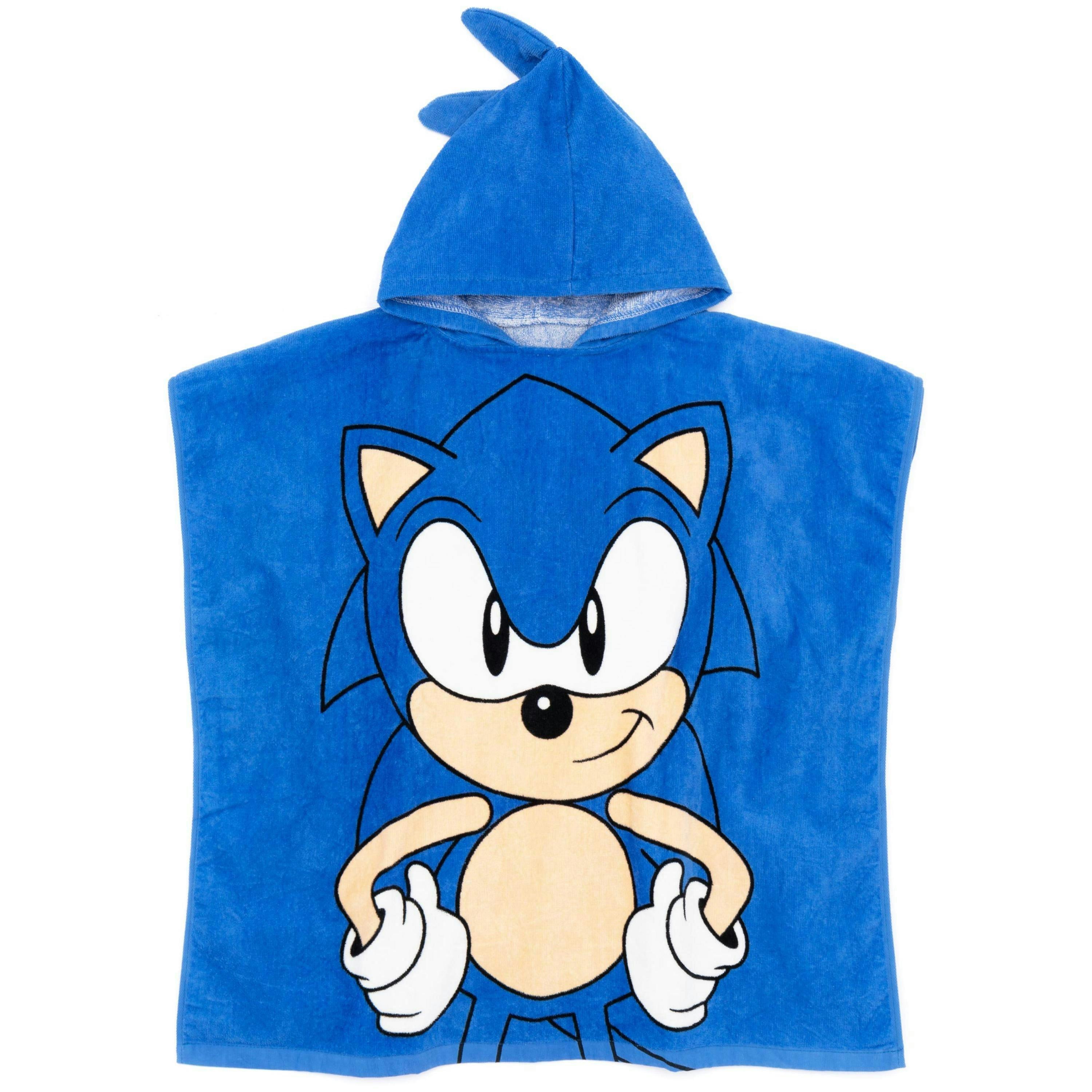 Sonic the Hedgehog Unisex Kids Blue Poncho Towel (One Size) by Vanilla Underground , view 1 of 4
