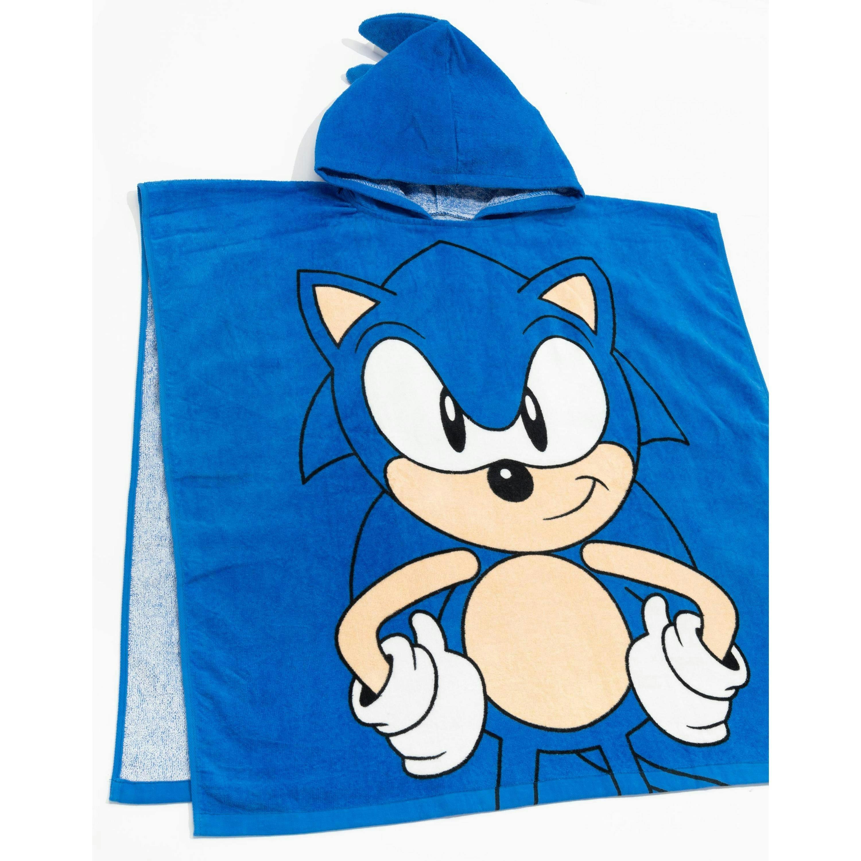 Sonic the Hedgehog Unisex Kids Blue Poncho Towel (One Size) by Vanilla Underground , view 4 of 4
