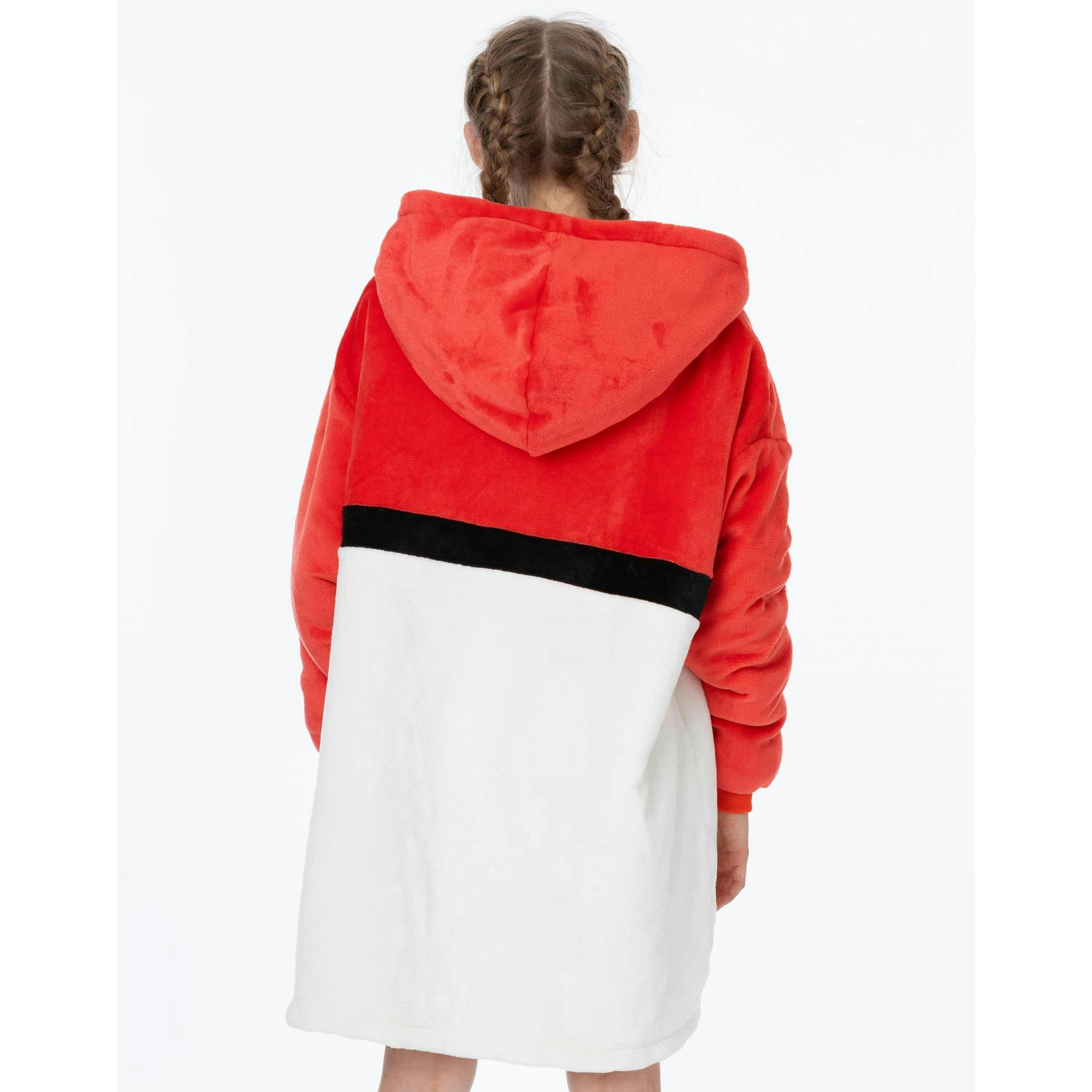 Pokemon Unisex Kids Red Pokeball Large Graphic Blanket Hoodie (One Size) by Vanilla Underground , view 2 of 6