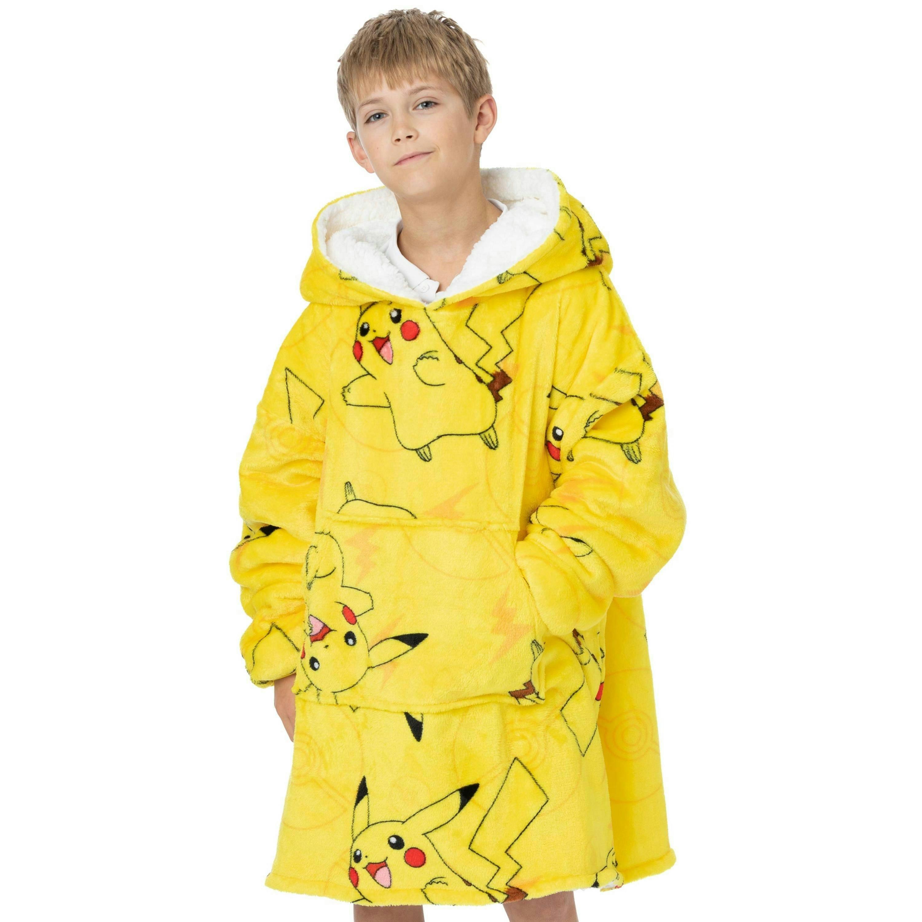 Pokemon Unisex Kids Yellow Pikachu Blanket Hoodie (One Size) by Vanilla Underground , view 1 of 5