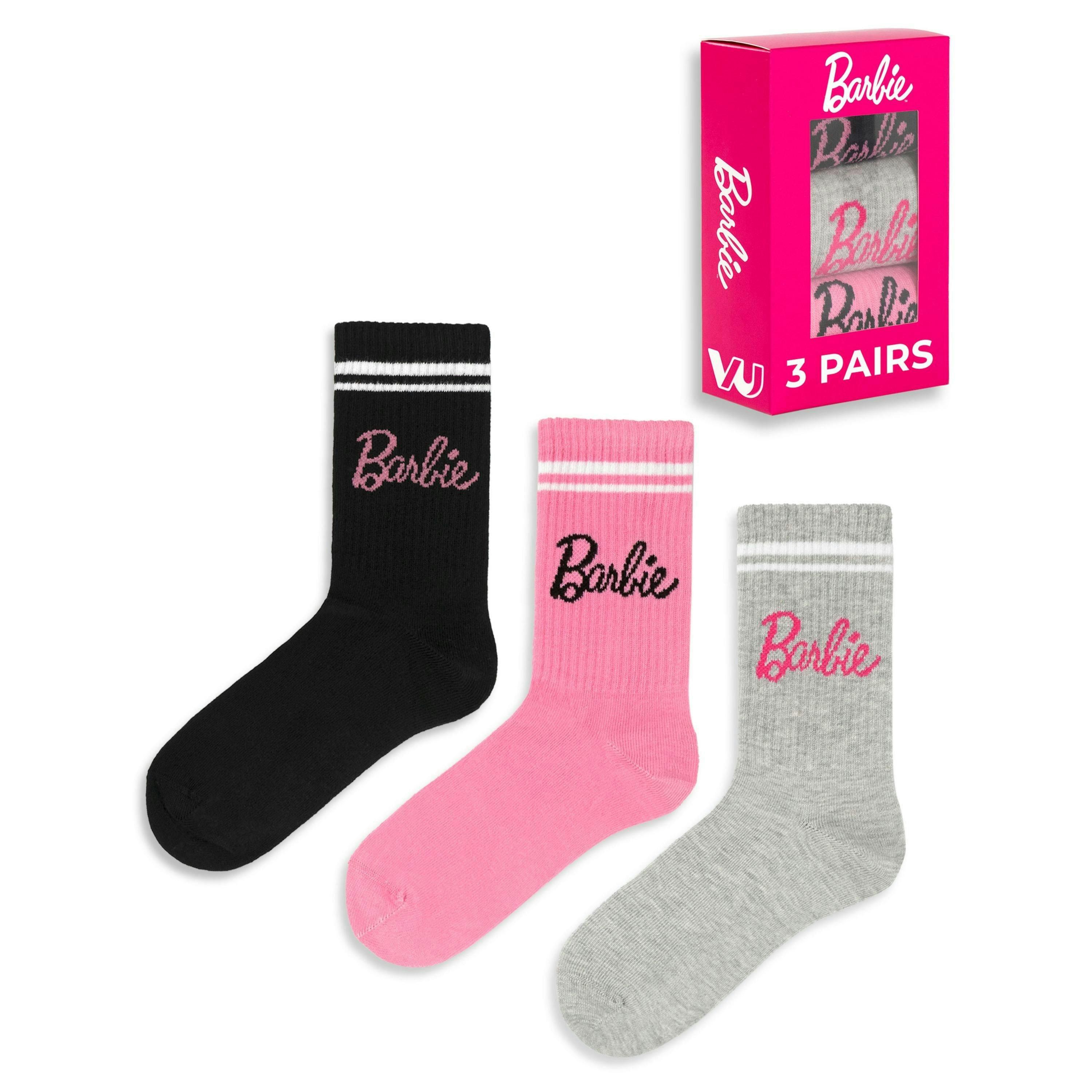 Barbie Womens Pink Character Calf Socks Set of 3 (4-7 UK) by Vanilla Underground , view 1 of 2