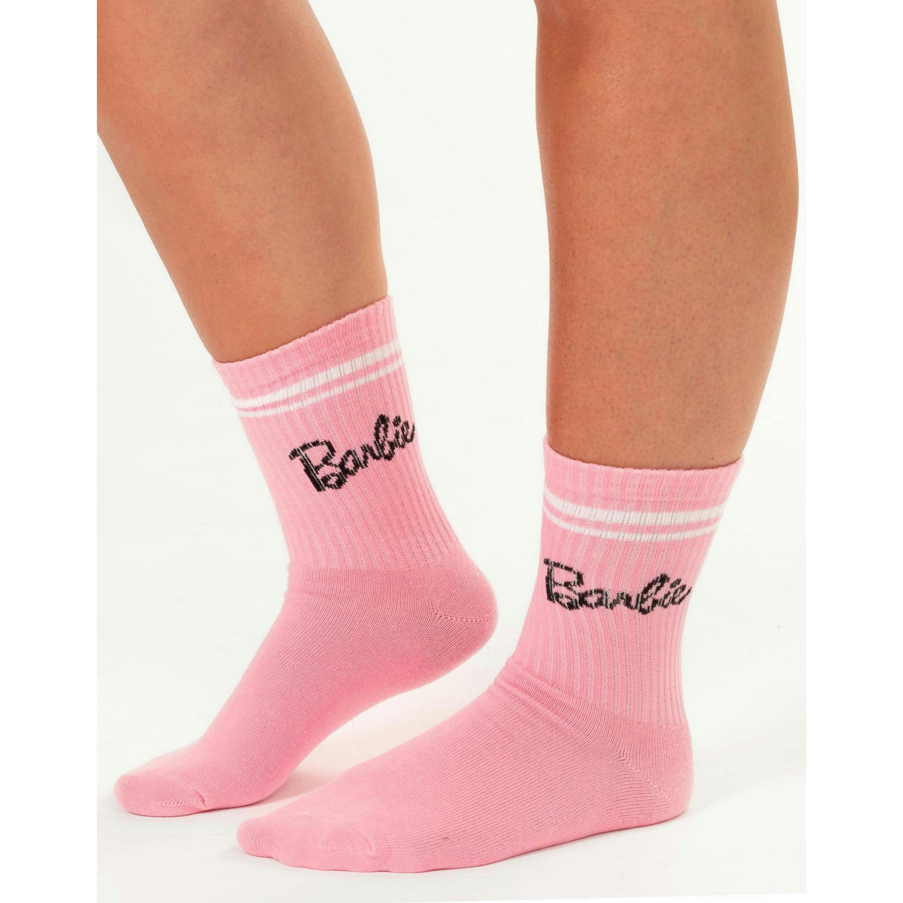 Barbie Womens Pink Character Calf Socks Set of 3 (4-7 UK) by Vanilla Underground , view 2 of 6