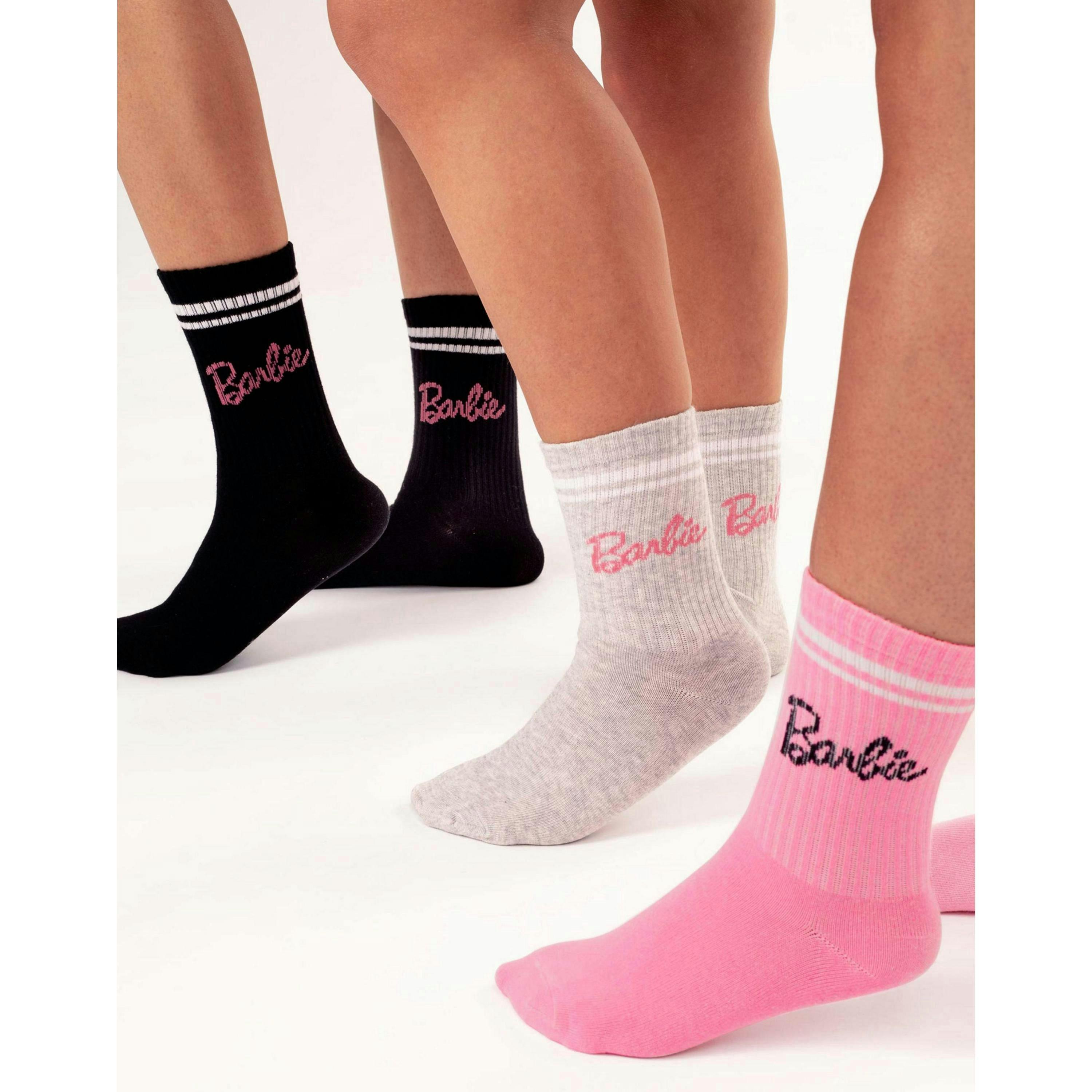 Barbie Womens Pink Character Calf Socks Set of 3 (4-7 UK) by Vanilla Underground , view 3 of 6