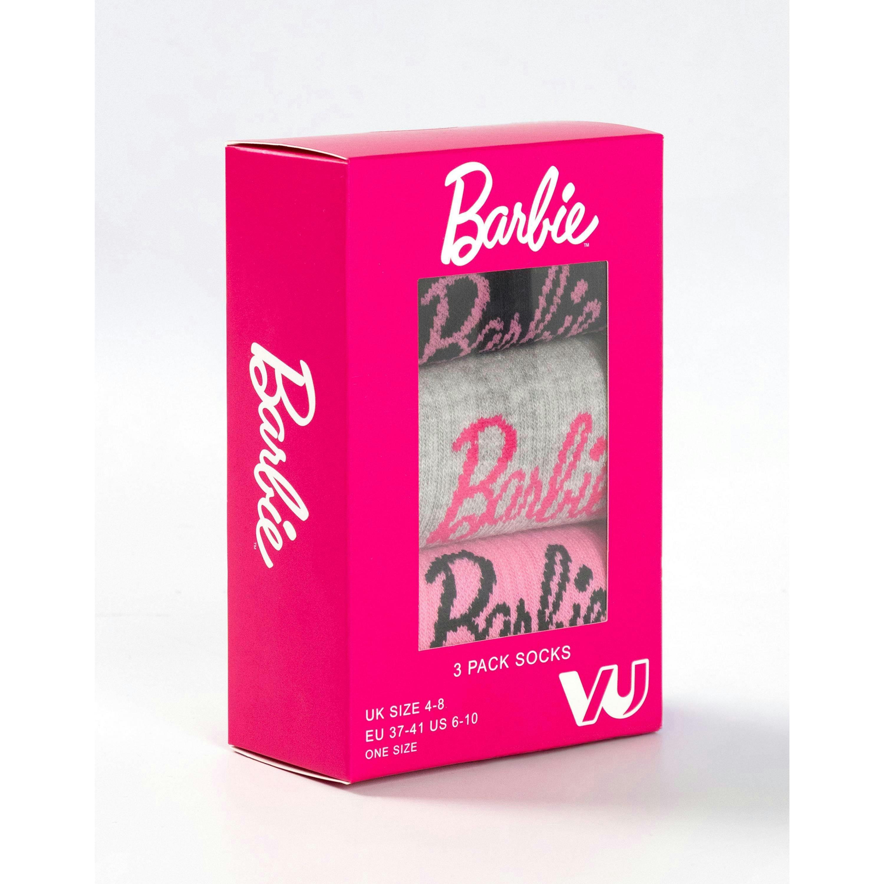 Barbie Womens Pink Character Calf Socks Set of 3 (4-7 UK) by Vanilla Underground , view 5 of 6
