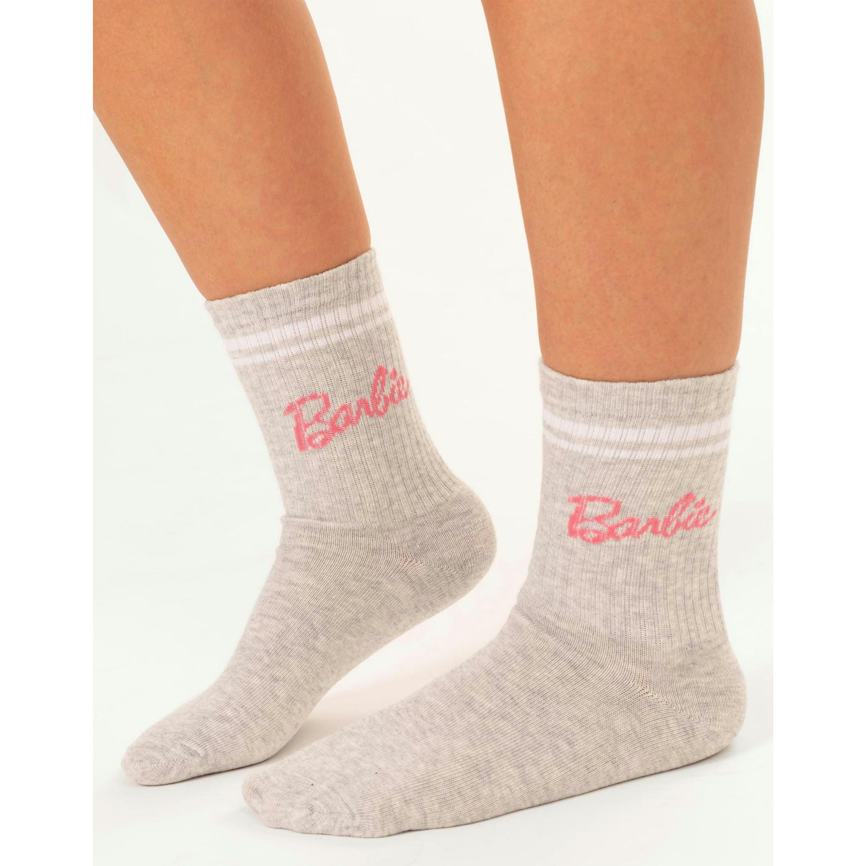 Barbie Womens Pink Character Calf Socks Set of 3 (4-7 UK) by Vanilla Underground , view 6 of 6