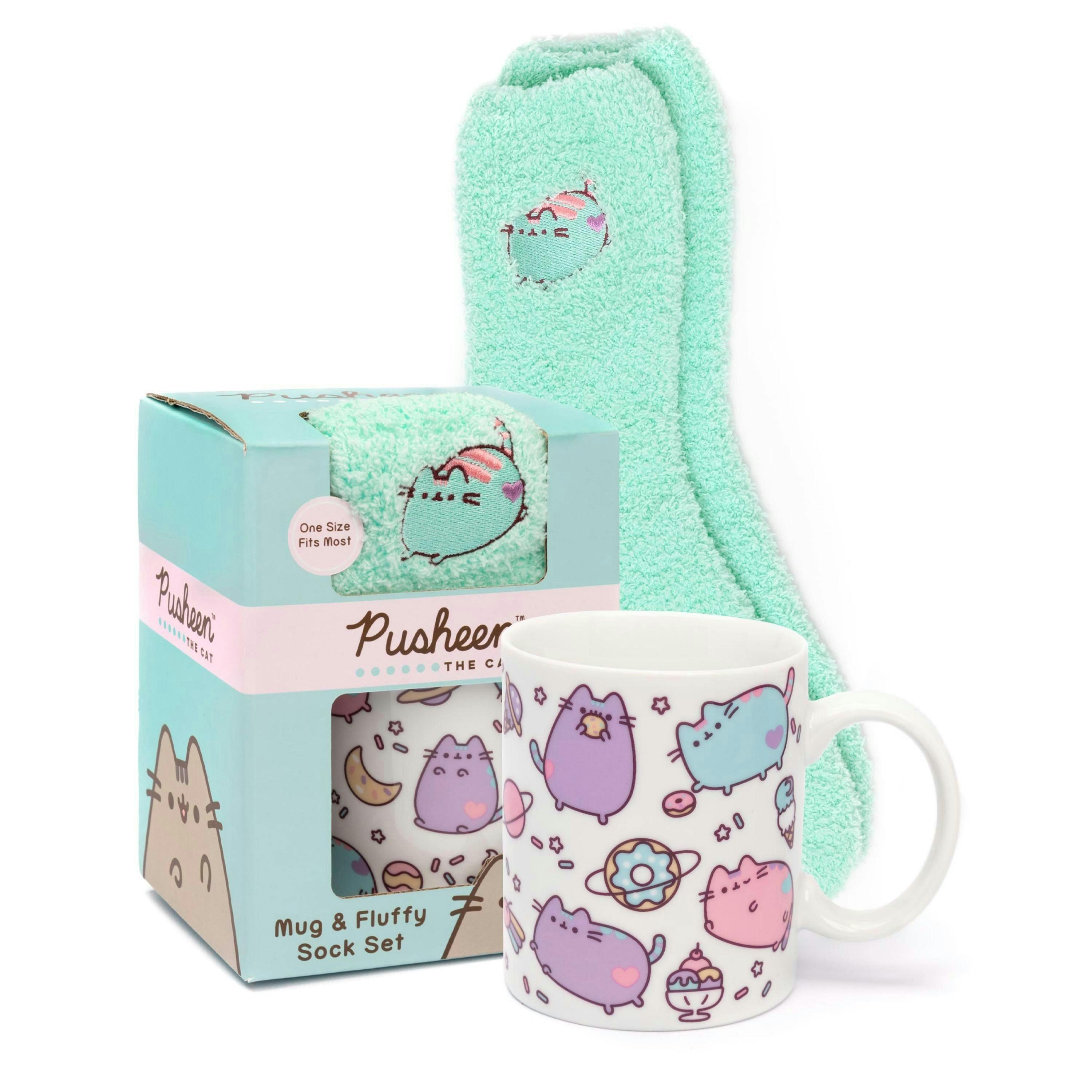 Pusheen Womens Green Multi Character Mug and Sock Gift Set (One Size) by Vanilla Underground , view 1 of 5