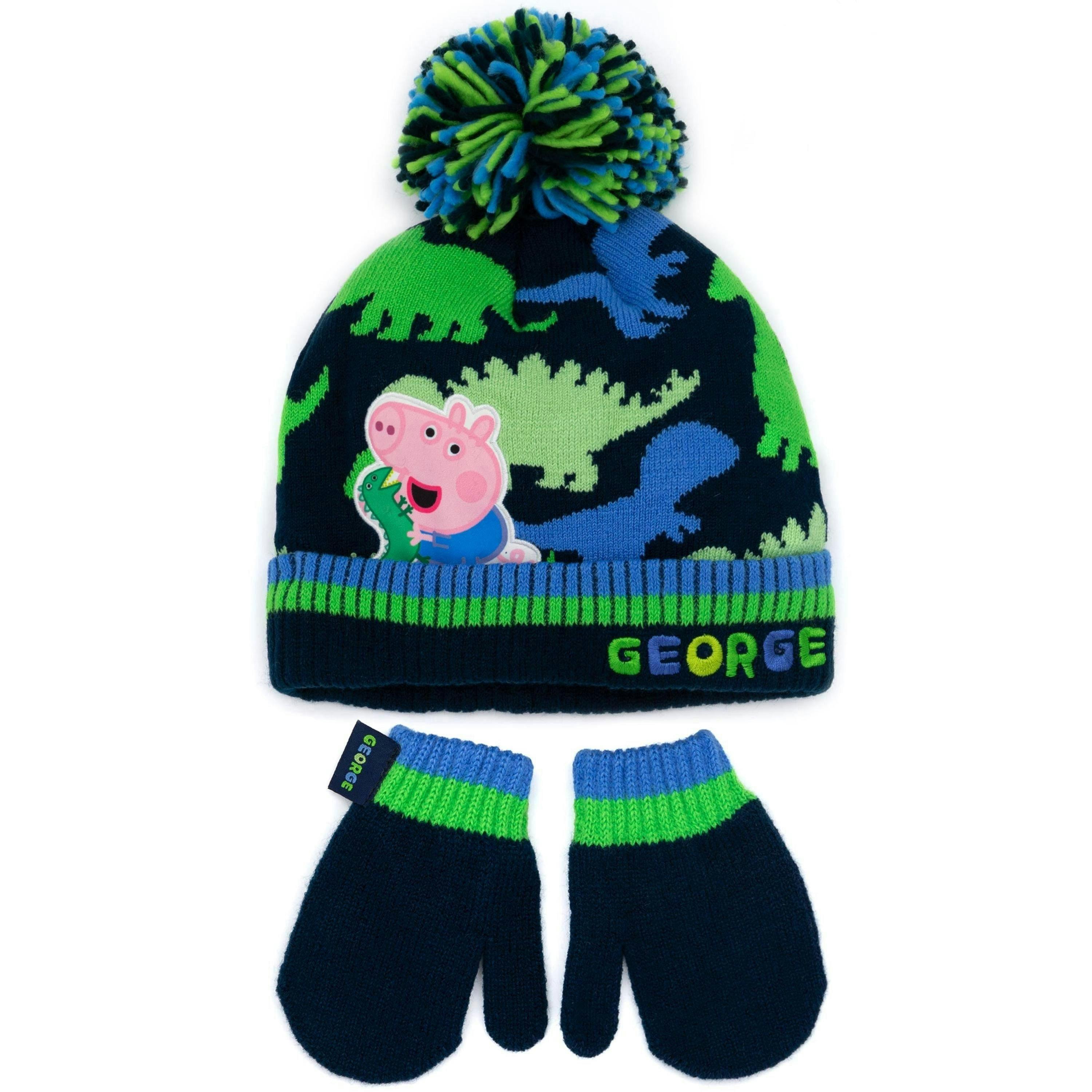 Peppa Pig Boys Blue Beanie and Gloves Set (One Size) by Vanilla Underground , view 1 of 6