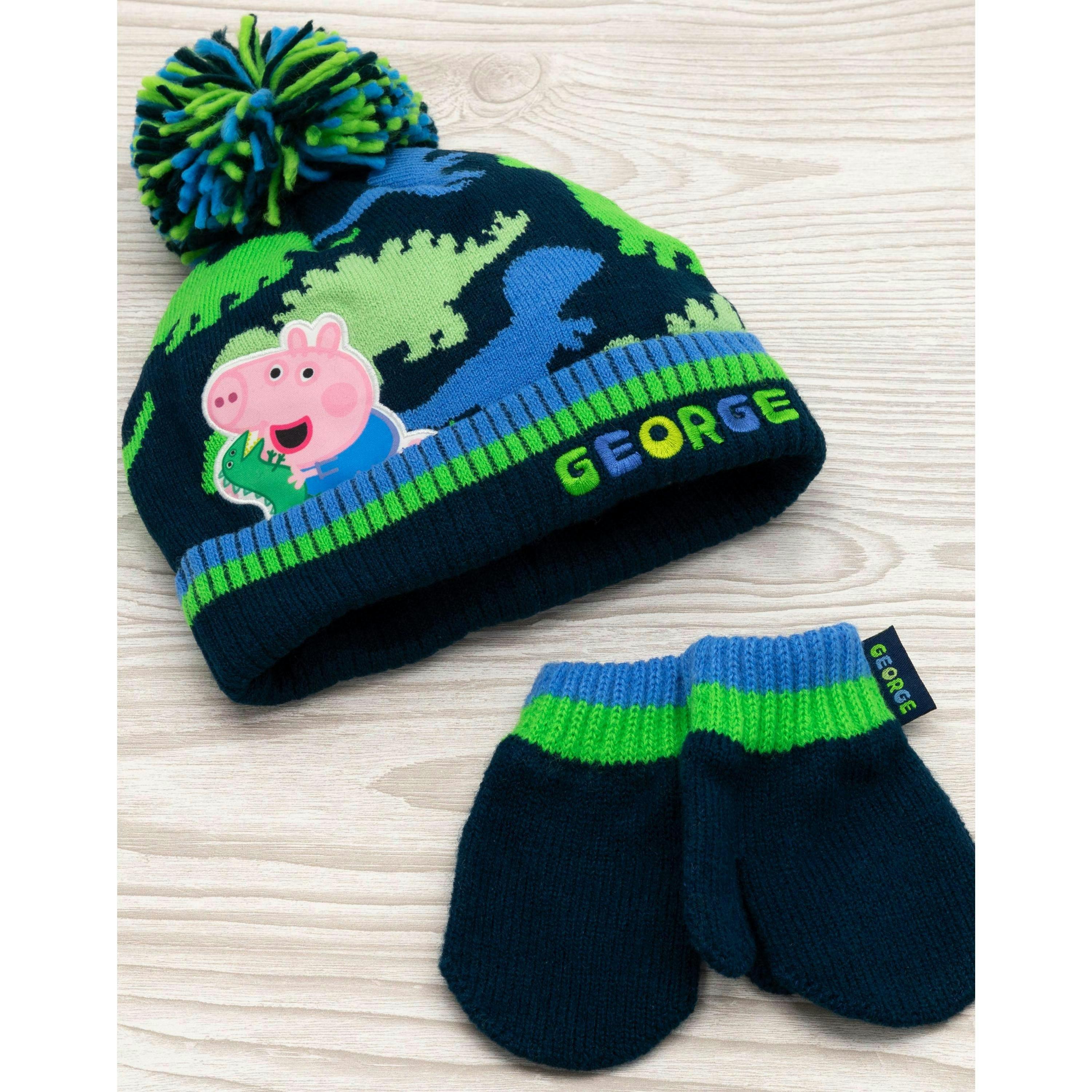 Peppa Pig Boys Blue Beanie and Gloves Set (One Size) by Vanilla Underground , view 2 of 6