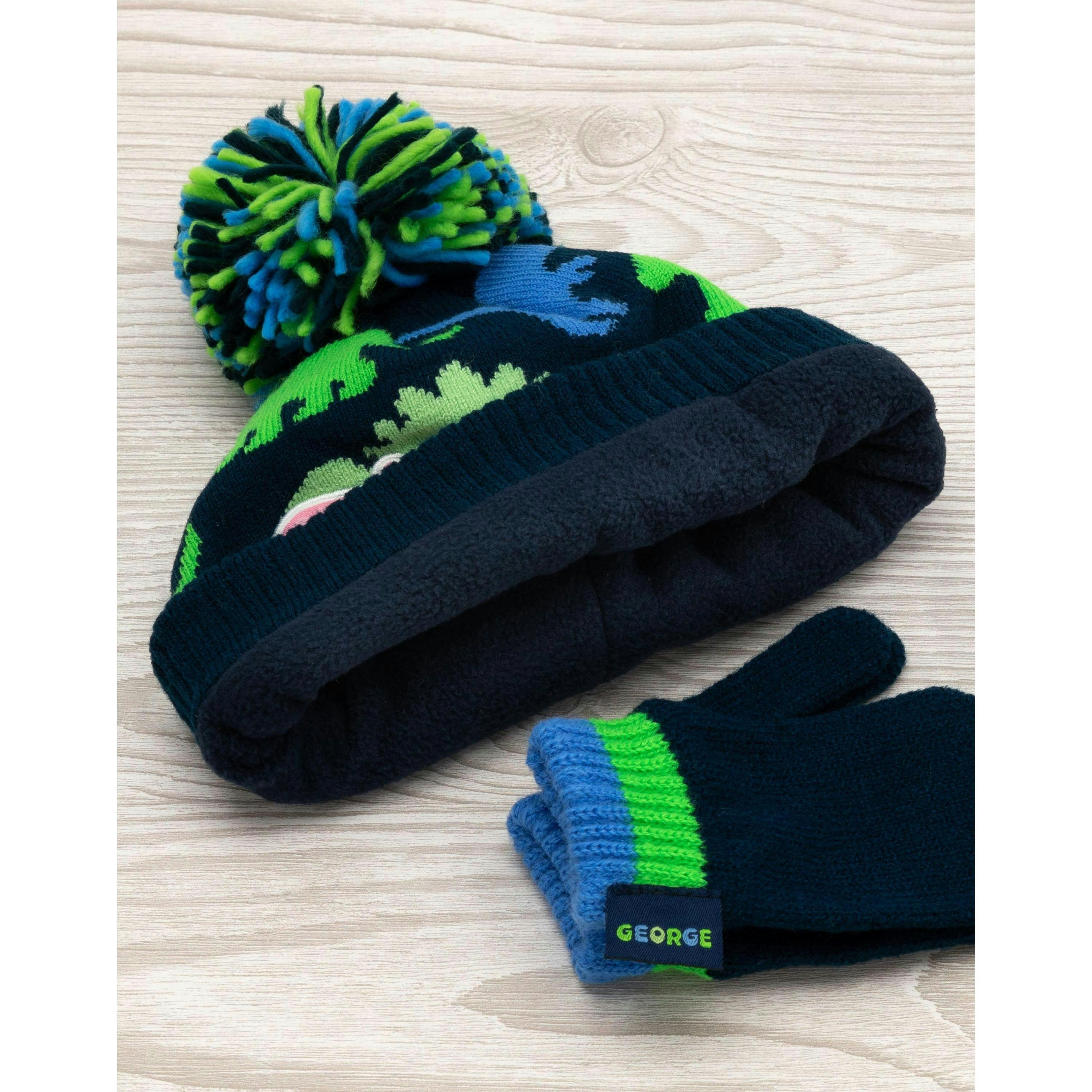 Peppa Pig Boys Blue Beanie and Gloves Set (One Size) by Vanilla Underground , view 3 of 6