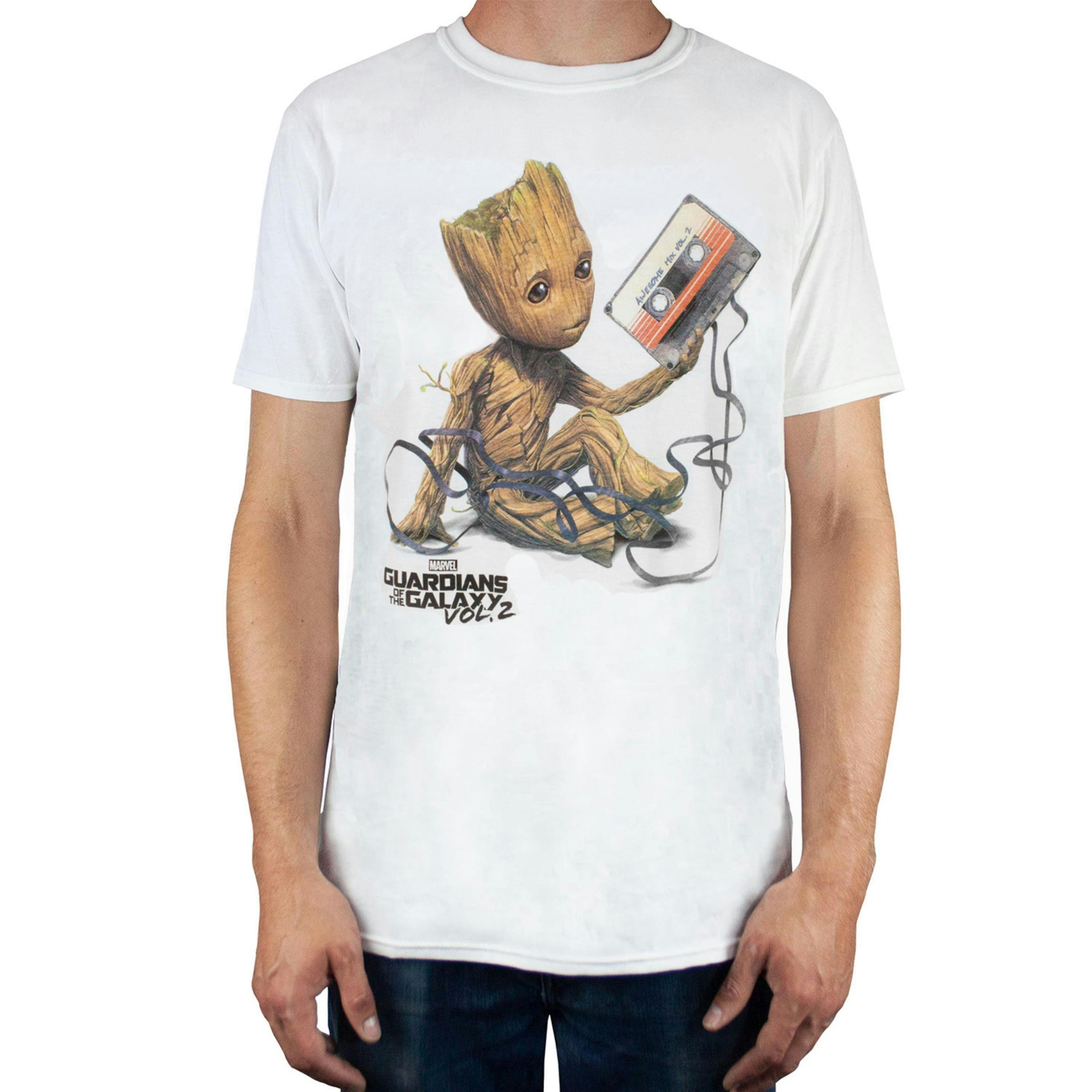 Marvel Mens White Groot Short Sleeved T-Shirt by Vanilla Underground , view 1 of 4