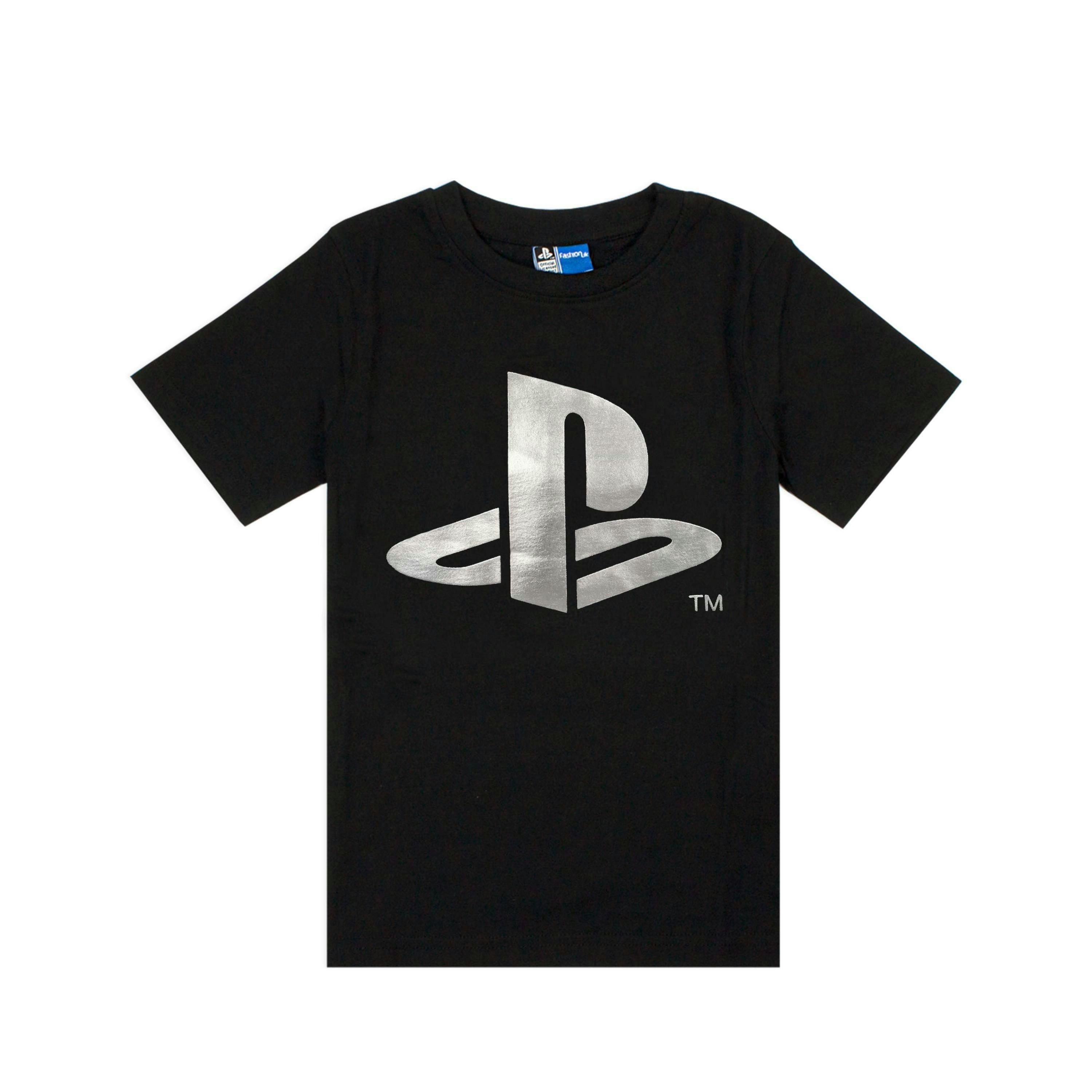 PlayStation Boys Black Foil Logo Short Sleeved T-Shirt [dis] by Vanilla Underground , view 1 of 5