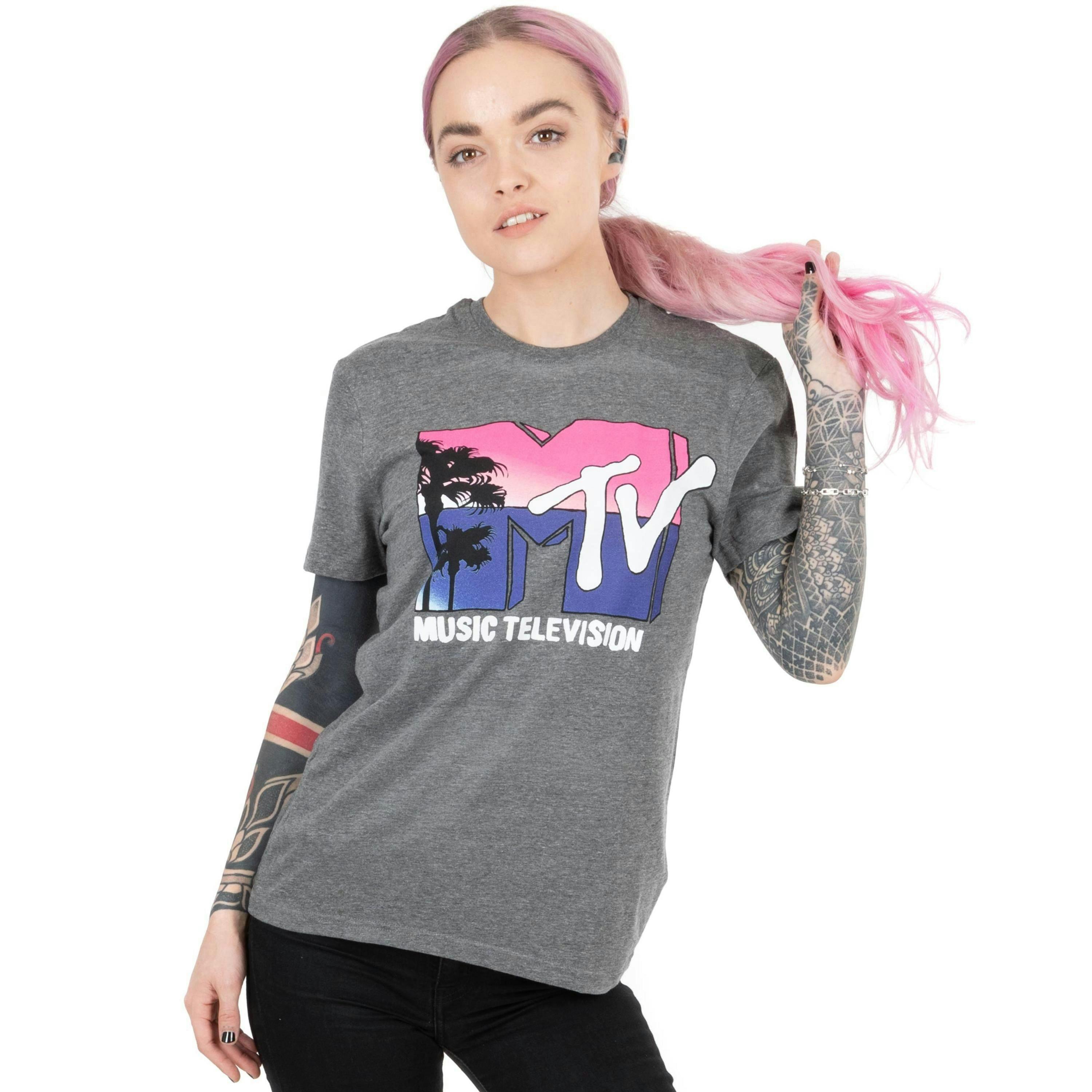 MTV Womens Grey Logo Short Sleeved T-Shirt by Vanilla Underground , view 1 of 4