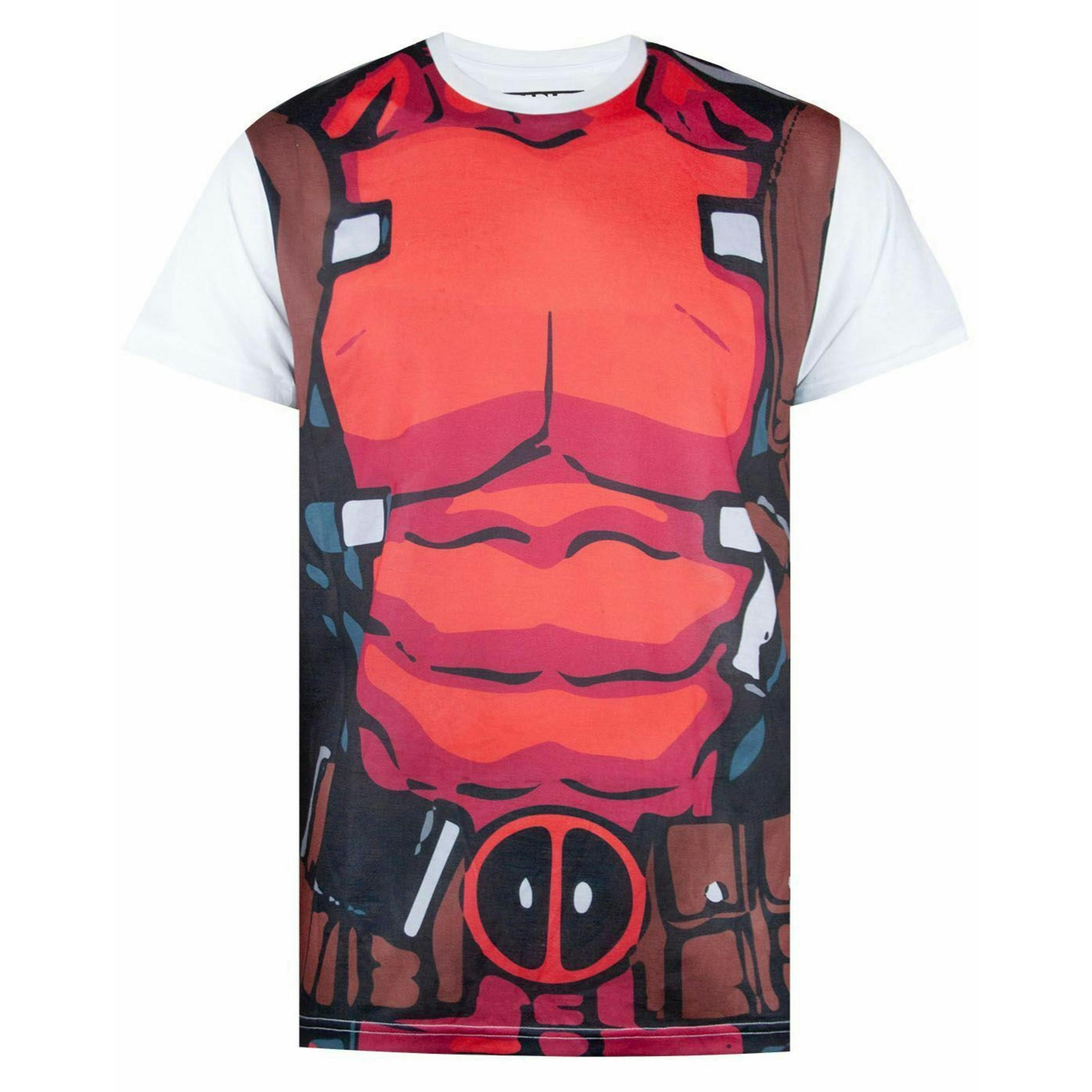 Marvel Mens Red Deadpool Short Sleeved T-Shirt by Vanilla Underground , view 1 of 3