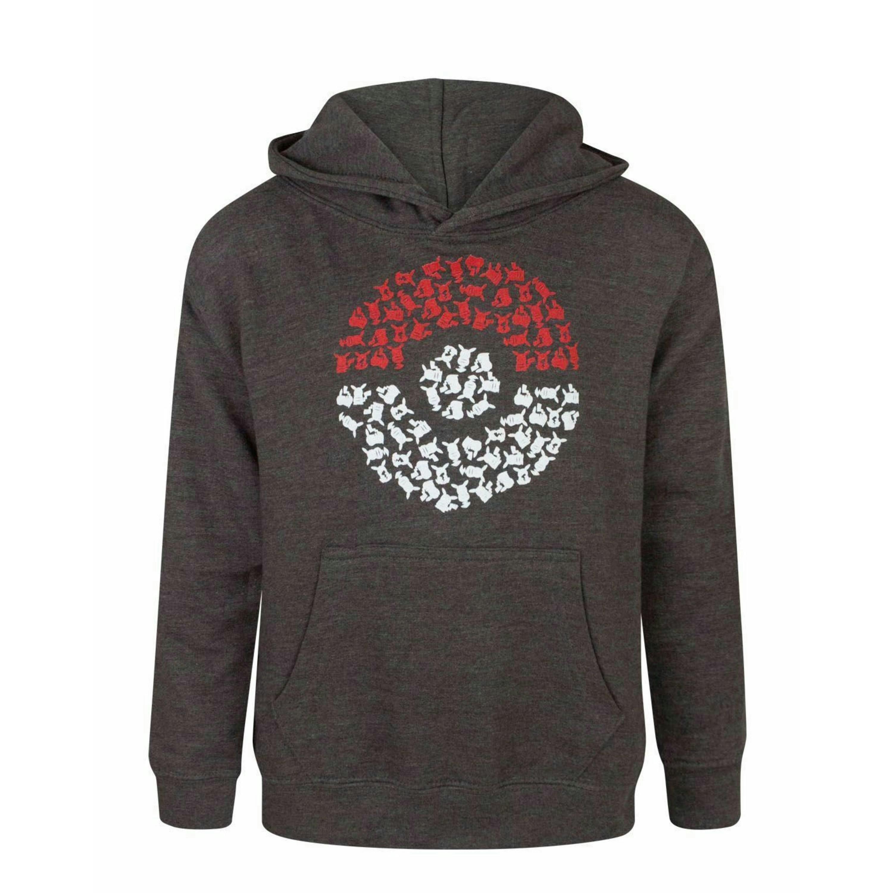 Pokemon Boys Grey Pikachu Silhouettes In Pokeball Hoodie by Vanilla Underground , view 1 of 4