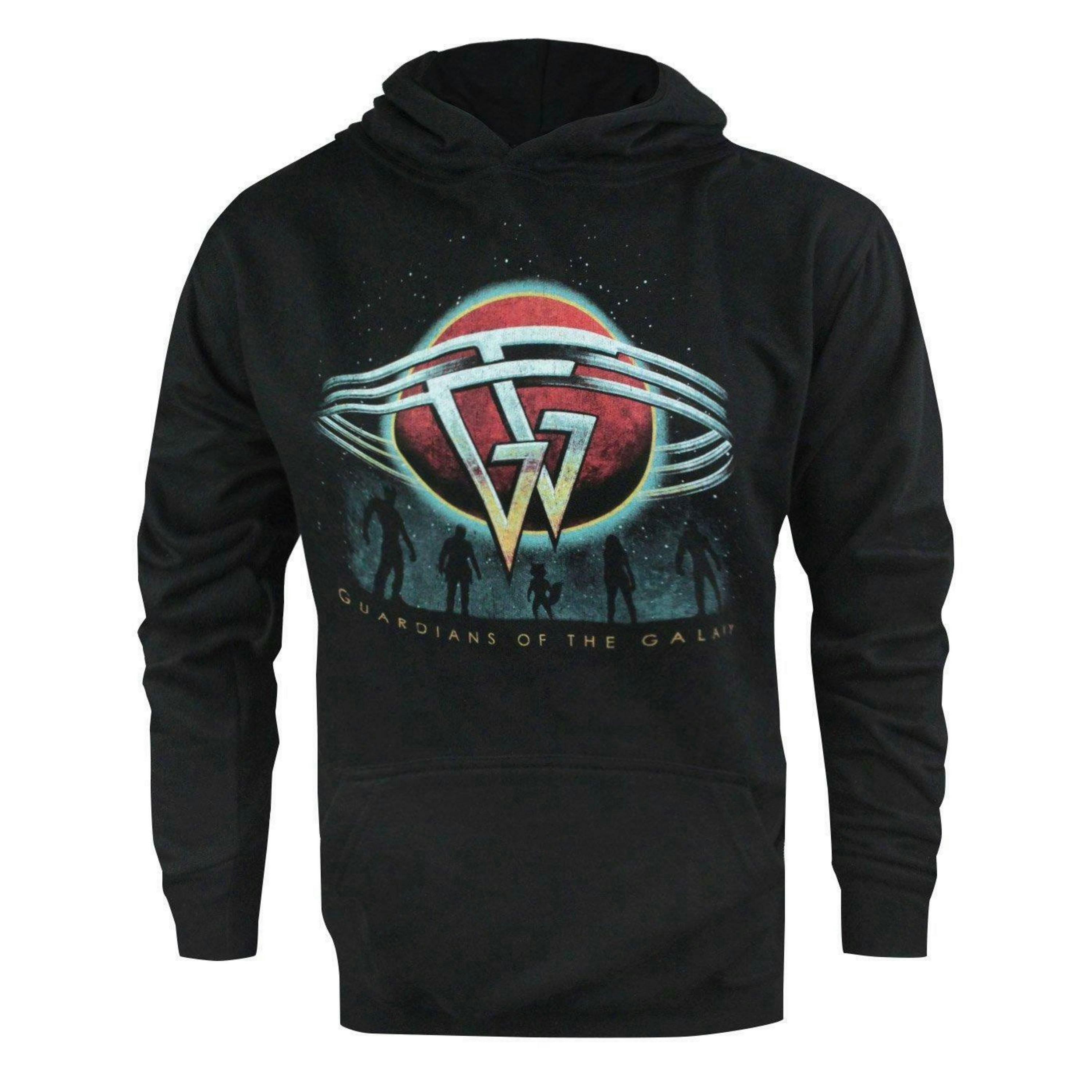 Marvel Mens Black Guardians Of The Galaxy Planet Graphic Hoodie by Vanilla Underground , view 1 of 4