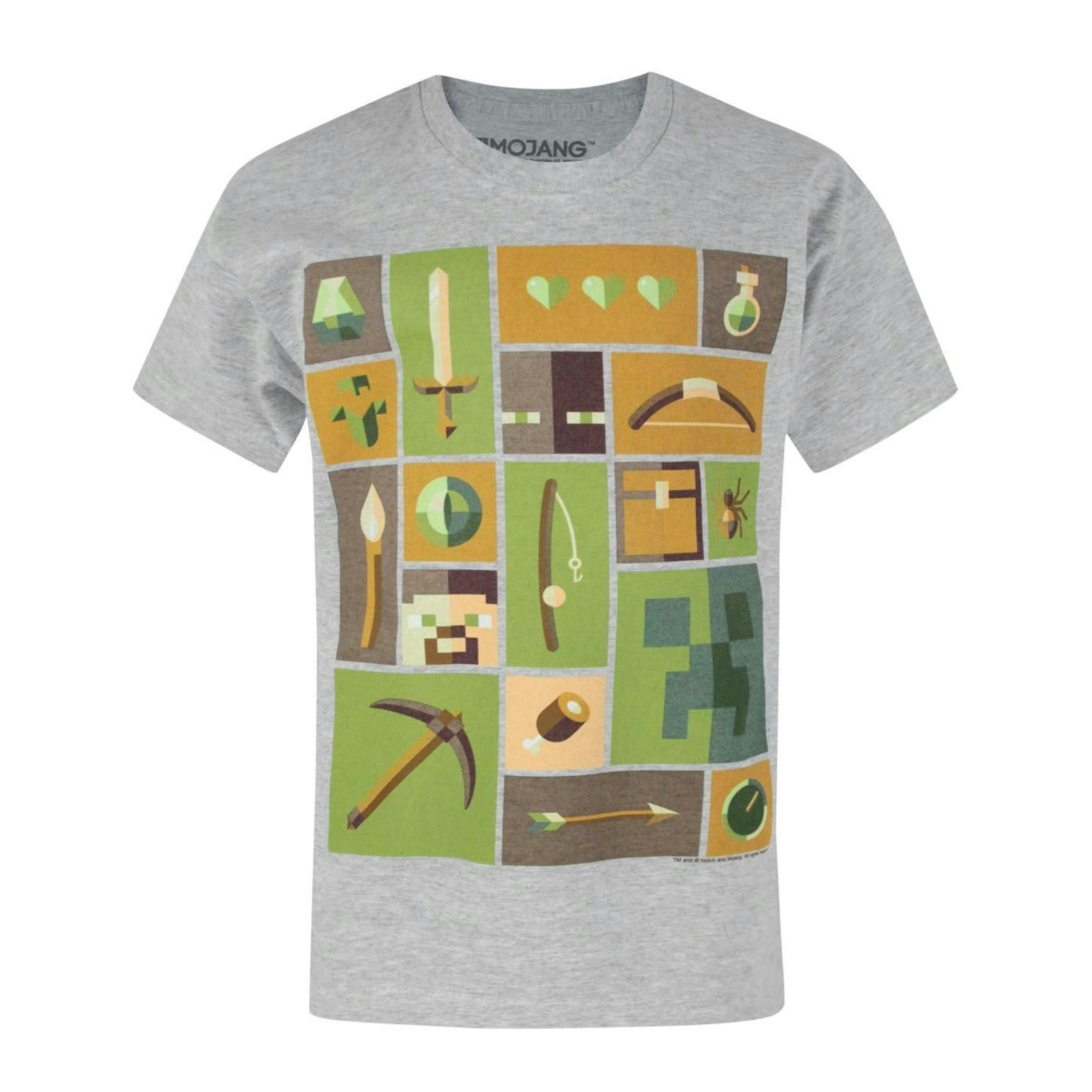 Minecraft Boys Grey Minecraft Tools Short Sleeved T-Shirt by Vanilla Underground , view 1 of 1