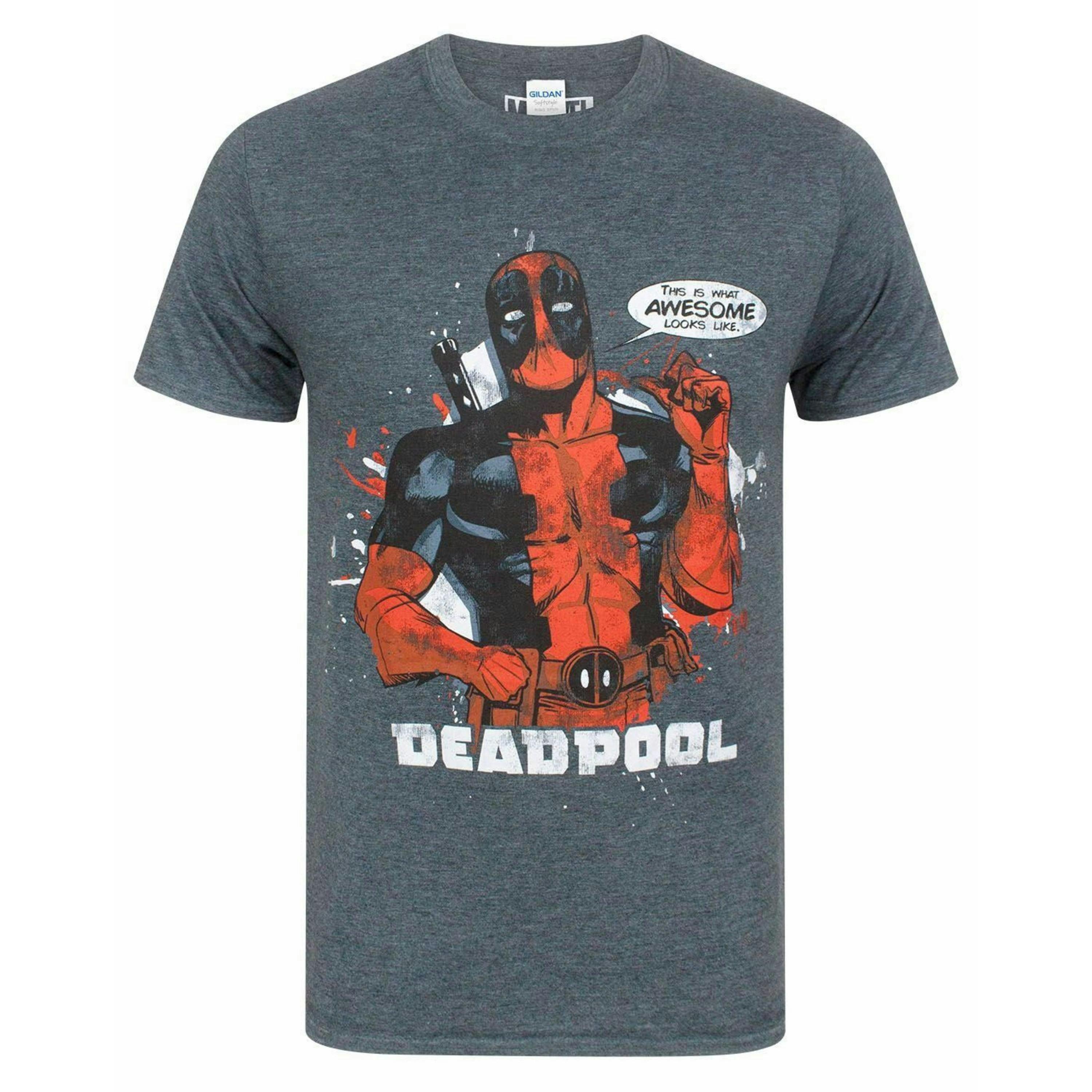 Marvel Mens Grey Deadpool Short Sleeved T-Shirt by Vanilla Underground , view 1 of 4