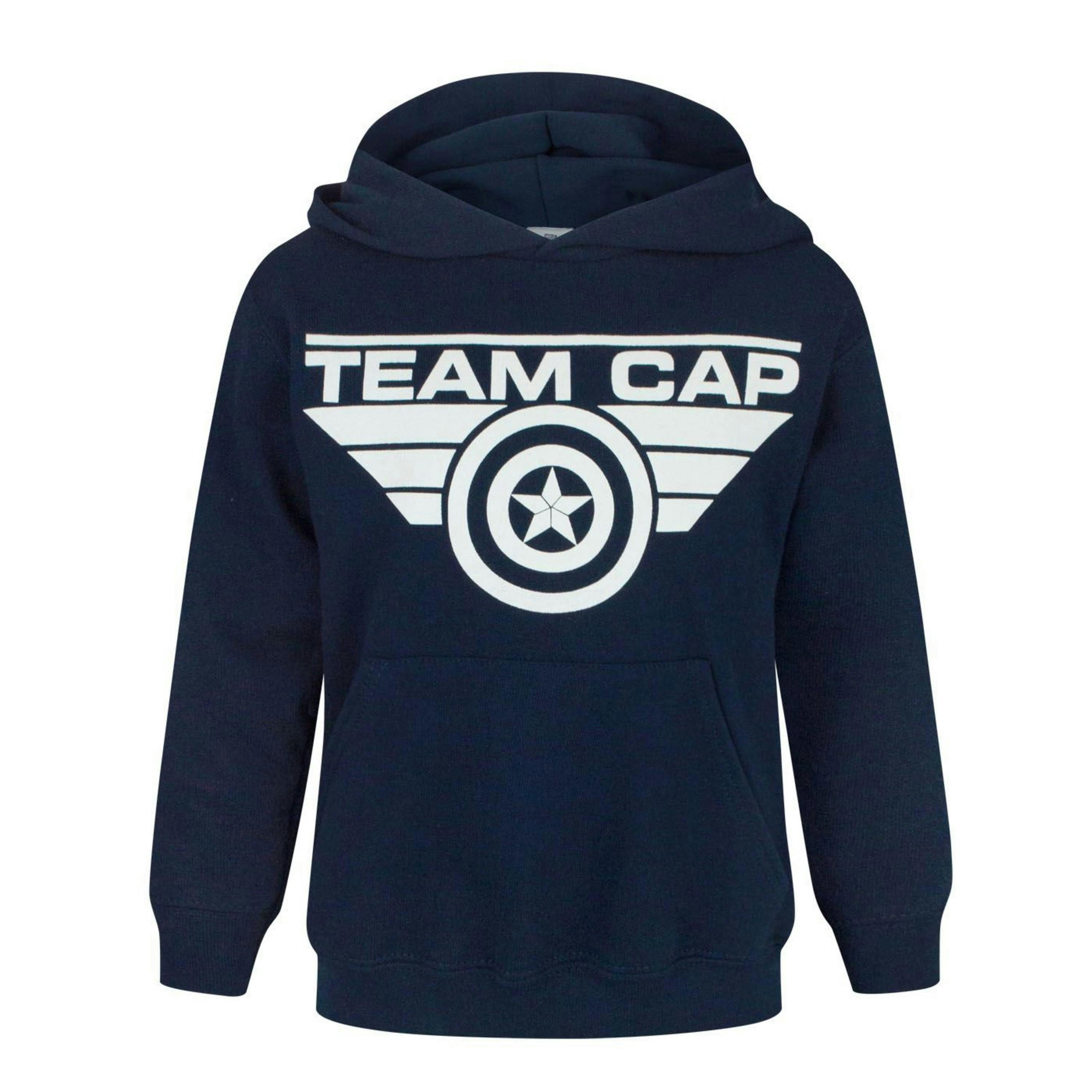 Marvel Unisex Kids Blue Captain America - Team Cap Slogan Hoodie by Vanilla Underground , view 1 of 1