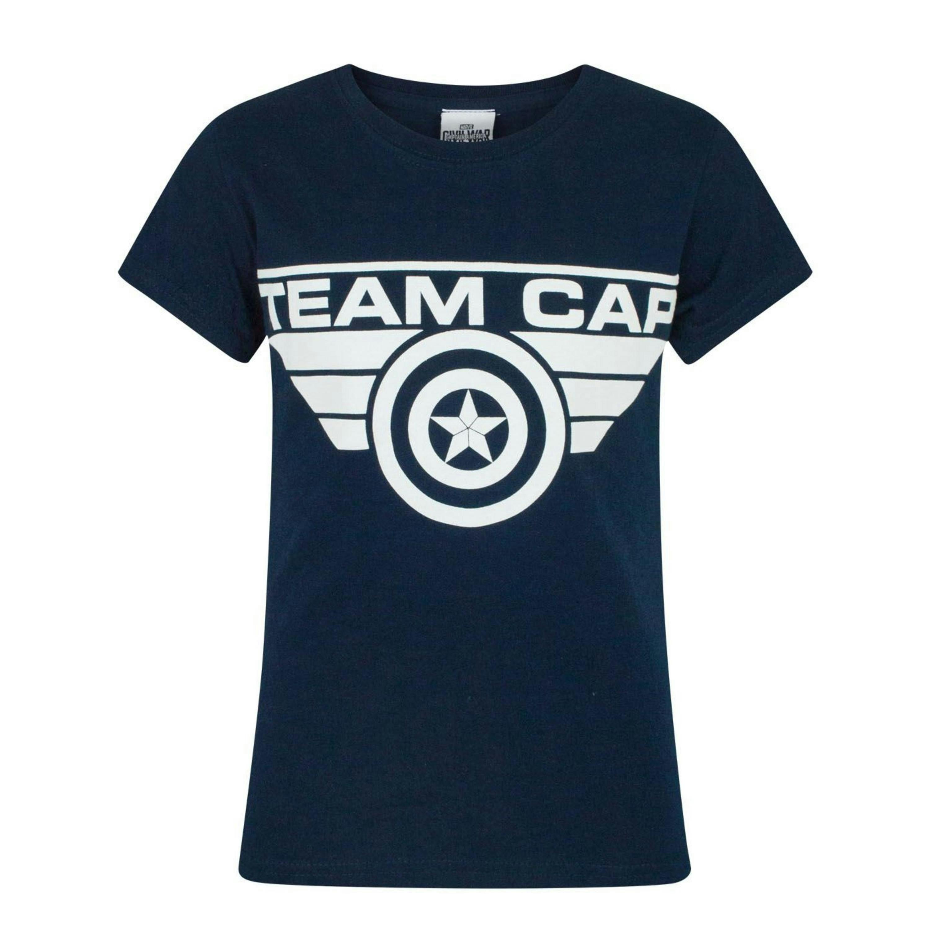 Marvel Girls Blue Captain America Short Sleeved T-Shirt by Vanilla Underground , view 1 of 1