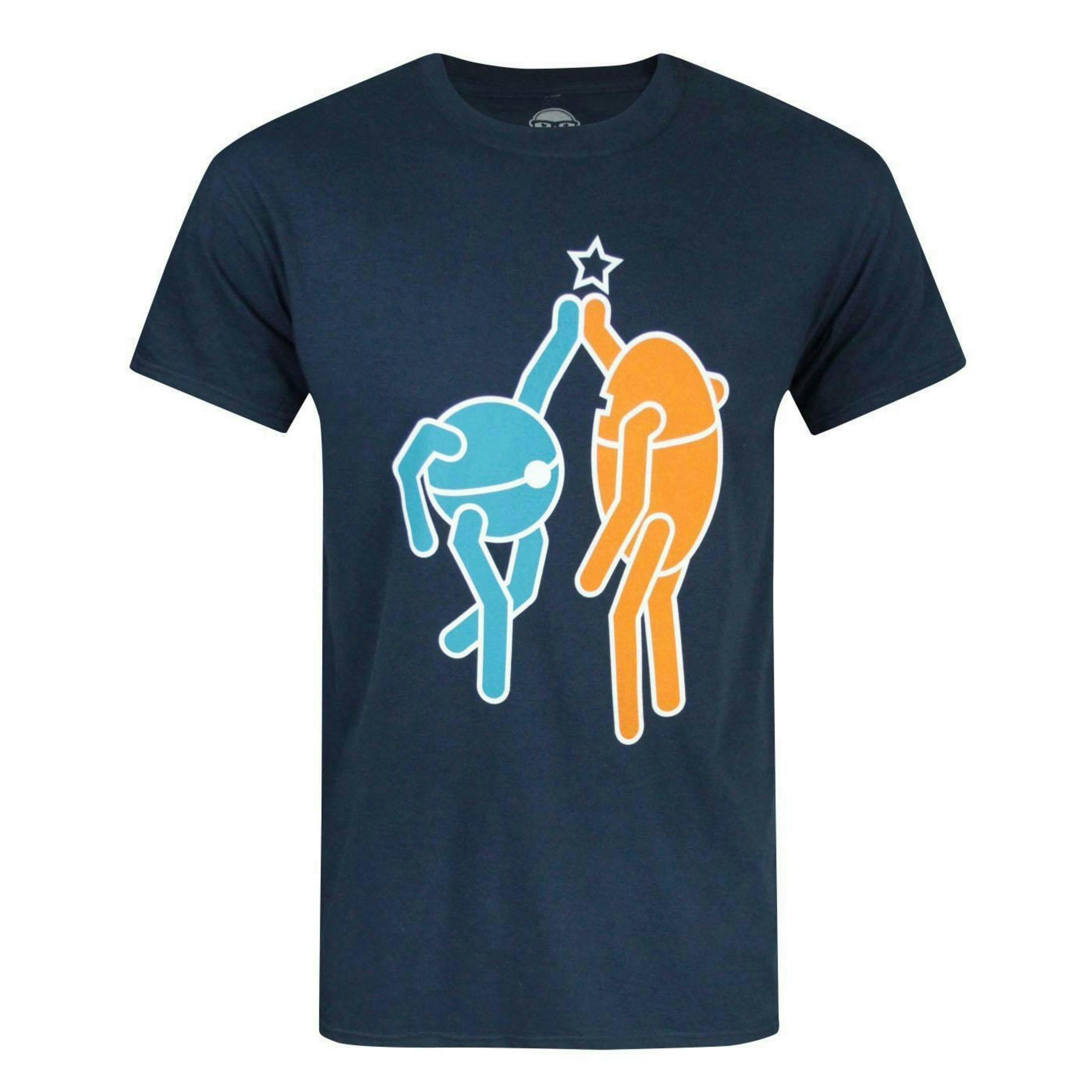Portal Mens Blue Hi Five Short Sleeved T-Shirt by Vanilla Underground , view 1 of 4