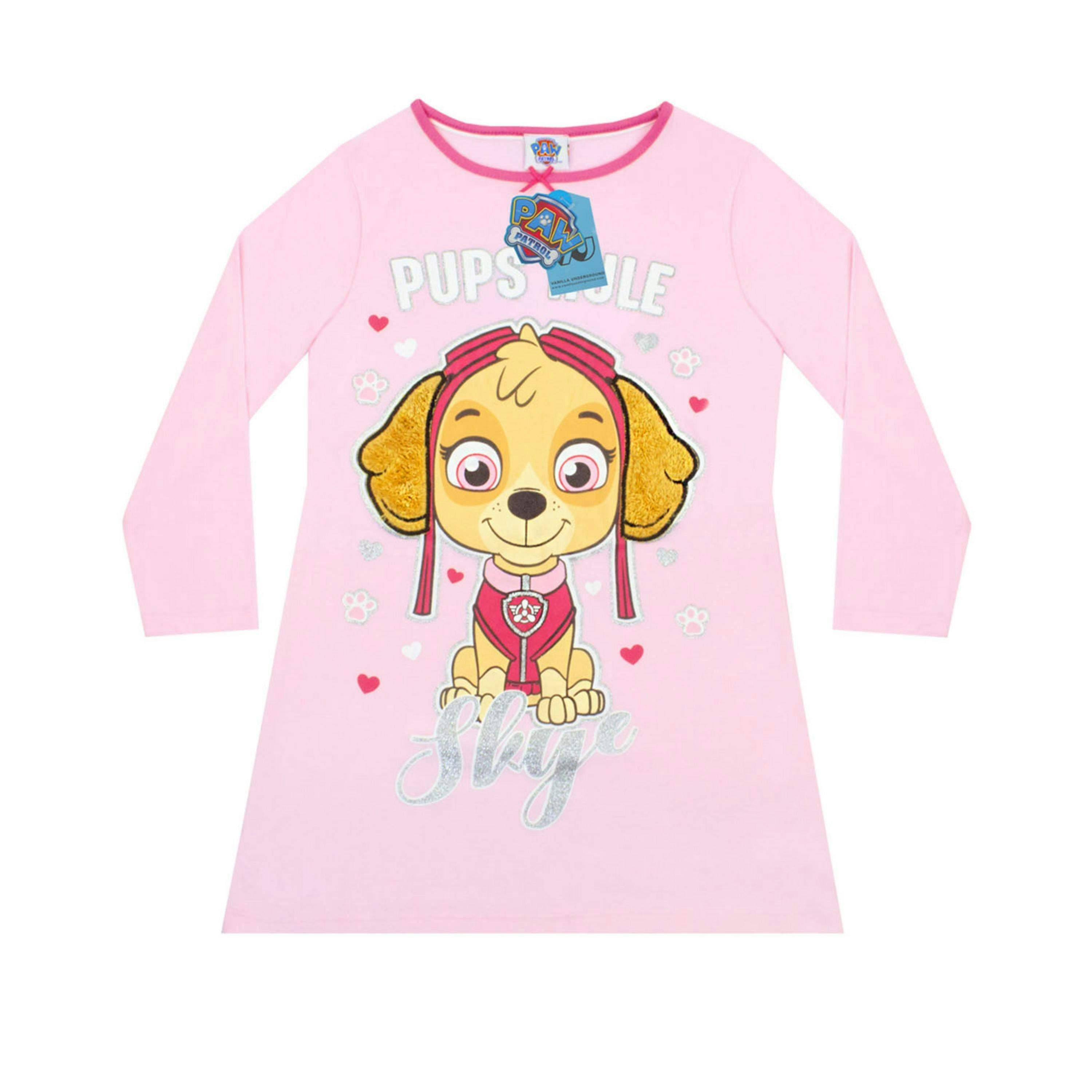 Paw Patrol Girls Pink Skye Long Sleeve Nightdress by Vanilla Underground , view 1 of 1