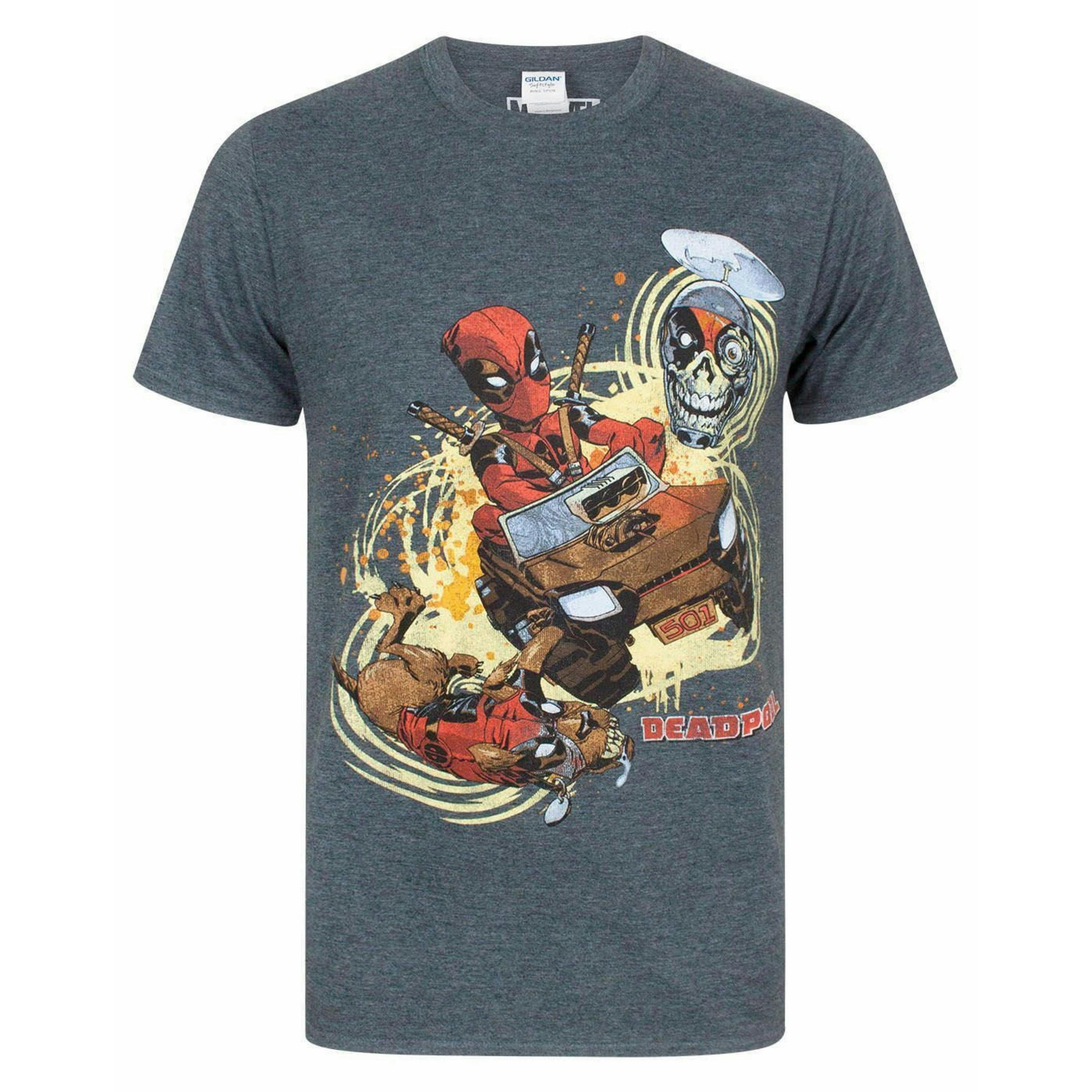 Marvel Mens Grey Deadpool Short Sleeved T-Shirt by Vanilla Underground , view 1 of 5