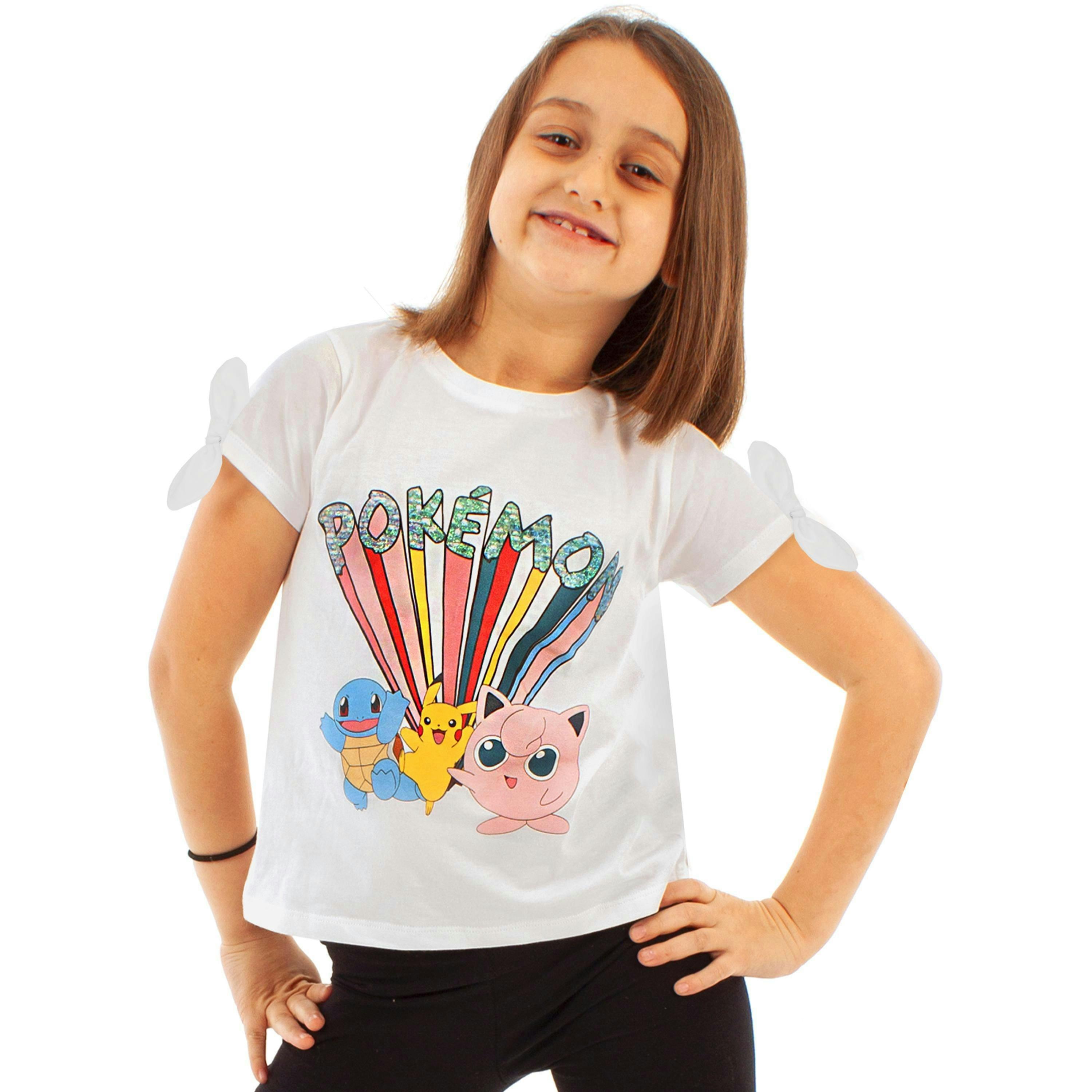Pokemon Girls White Short Sleeved T-Shirt by Vanilla Underground , view 1 of 6