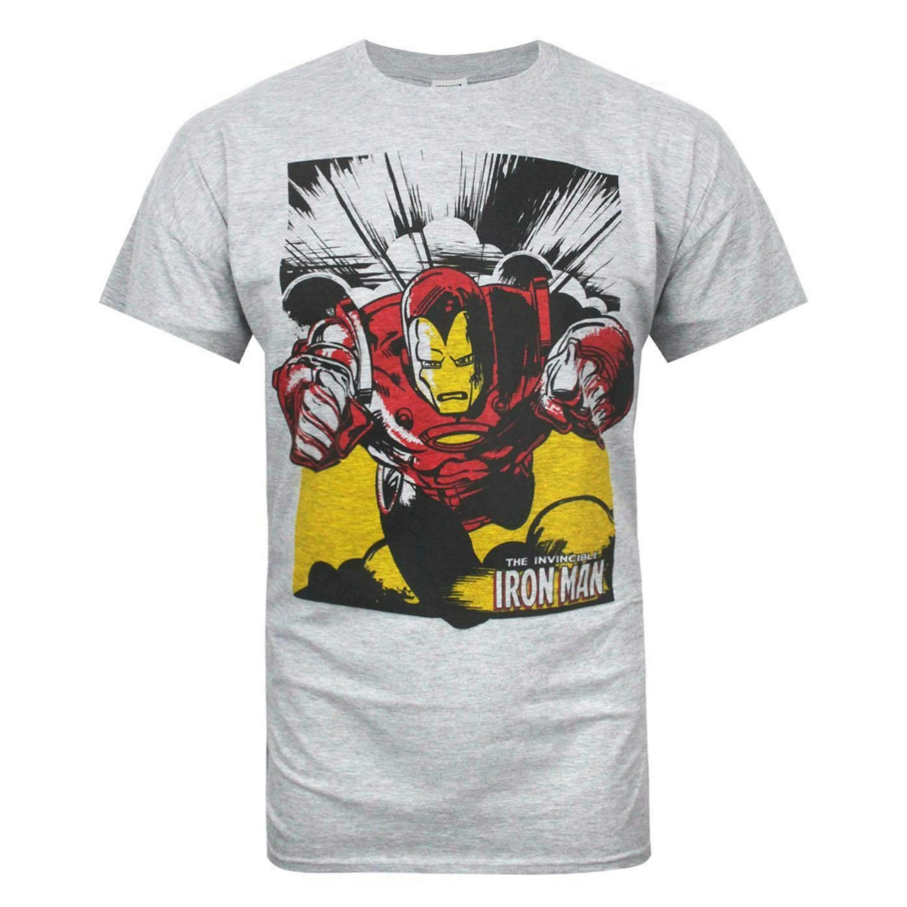Marvel Mens Grey Iron Man Short Sleeved T-Shirt by Vanilla Underground , view 1 of 4