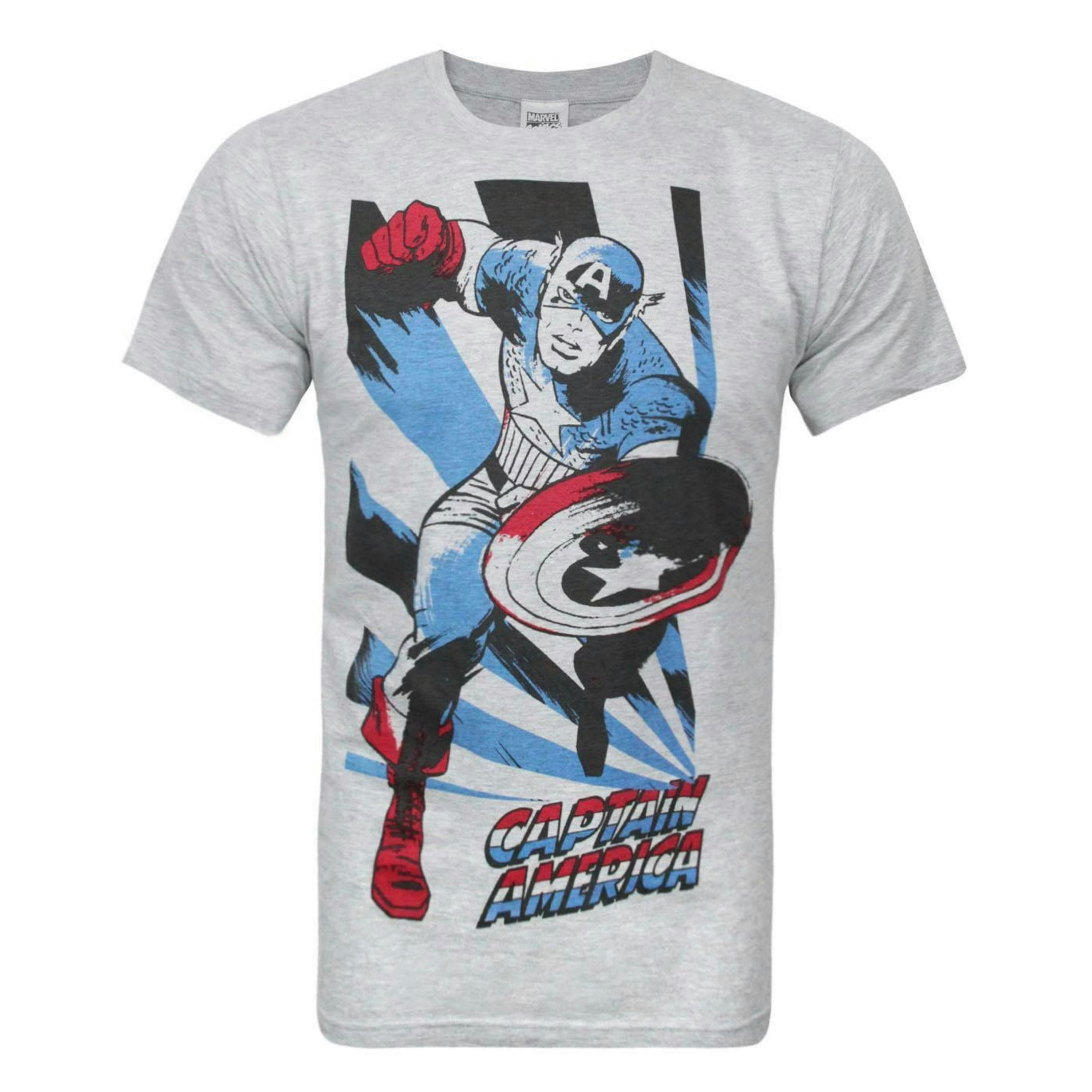 Marvel Mens Grey Captain America Short Sleeved T-Shirt by Vanilla Underground , view 1 of 4