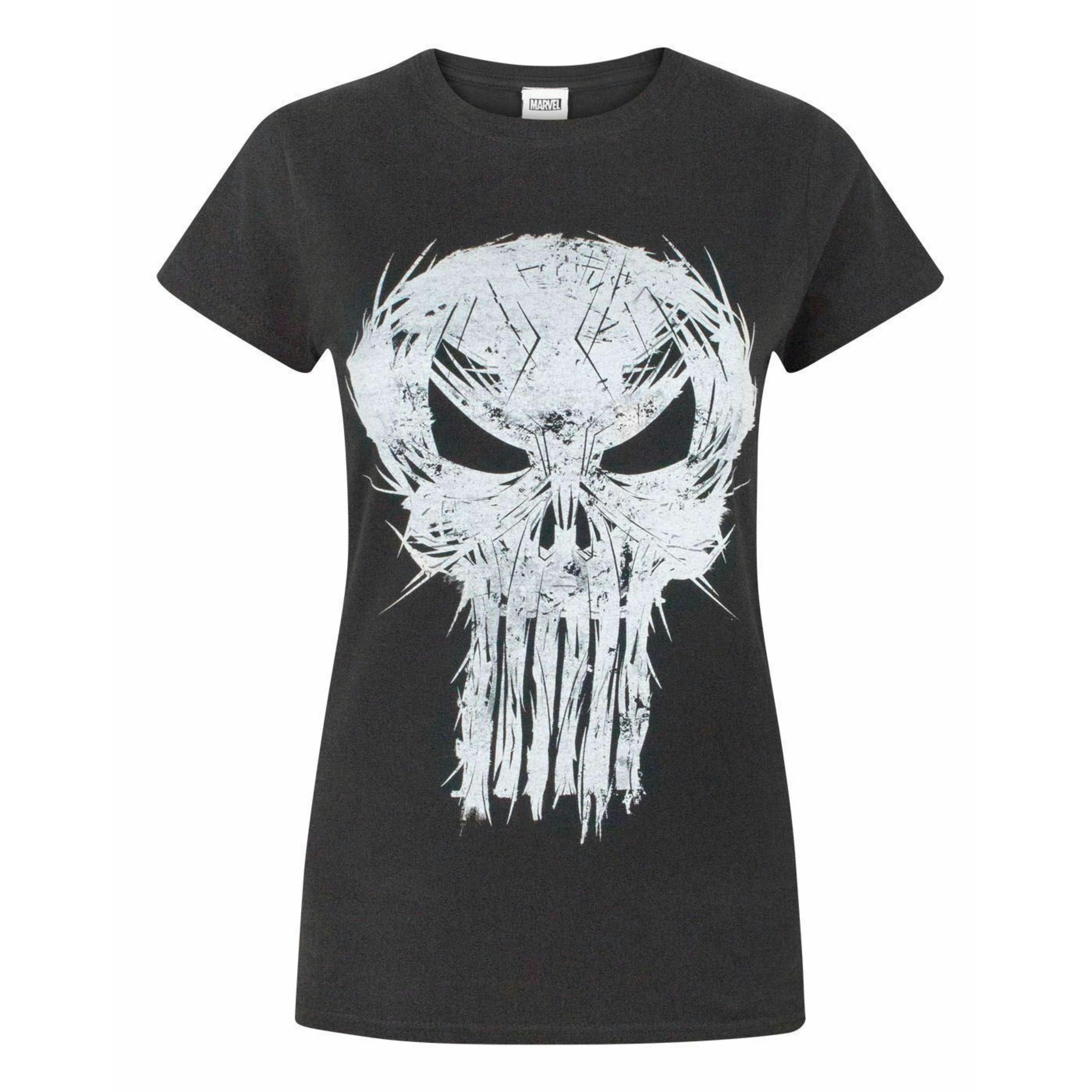 Marvel Womens Black Punisher Logo Short Sleeved T-Shirt by Vanilla Underground , view 1 of 4