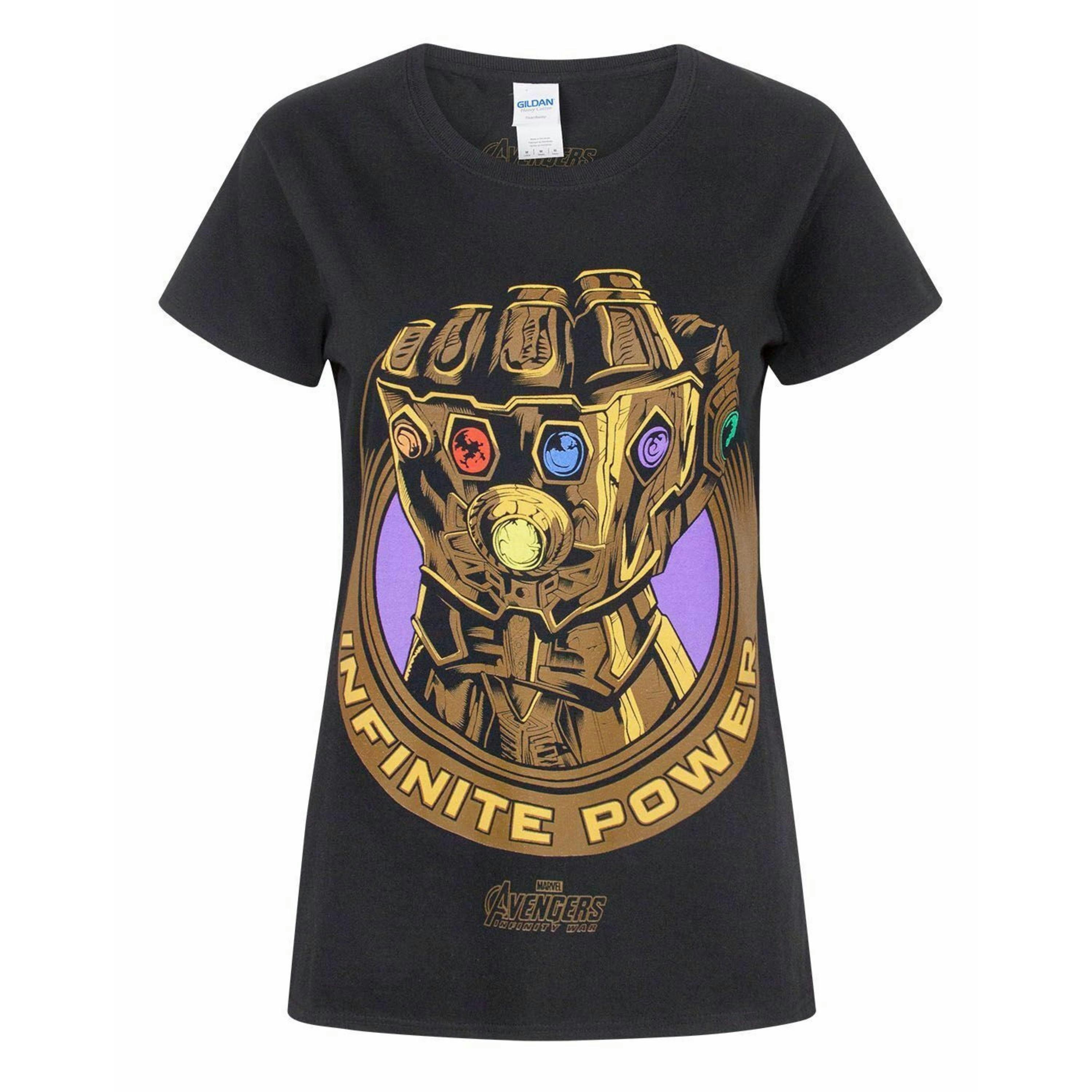 Marvel Womens Black Thanos Infinity Guantlet Short Sleeved T-Shirt by Vanilla Underground , view 1 of 5