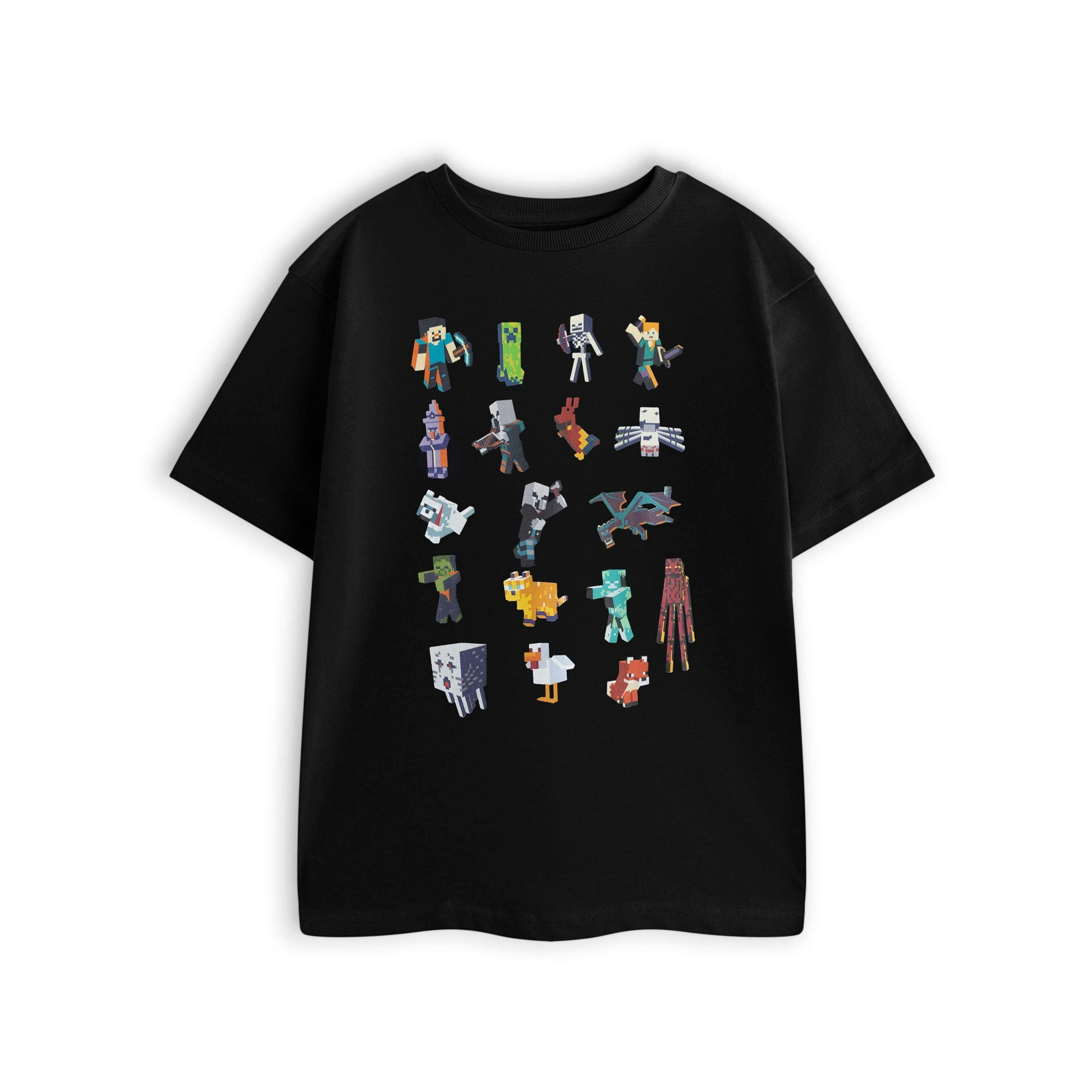 Minecraft Boys Black sprites Short Sleeved T-Shirt by Vanilla Underground , view 1 of 6