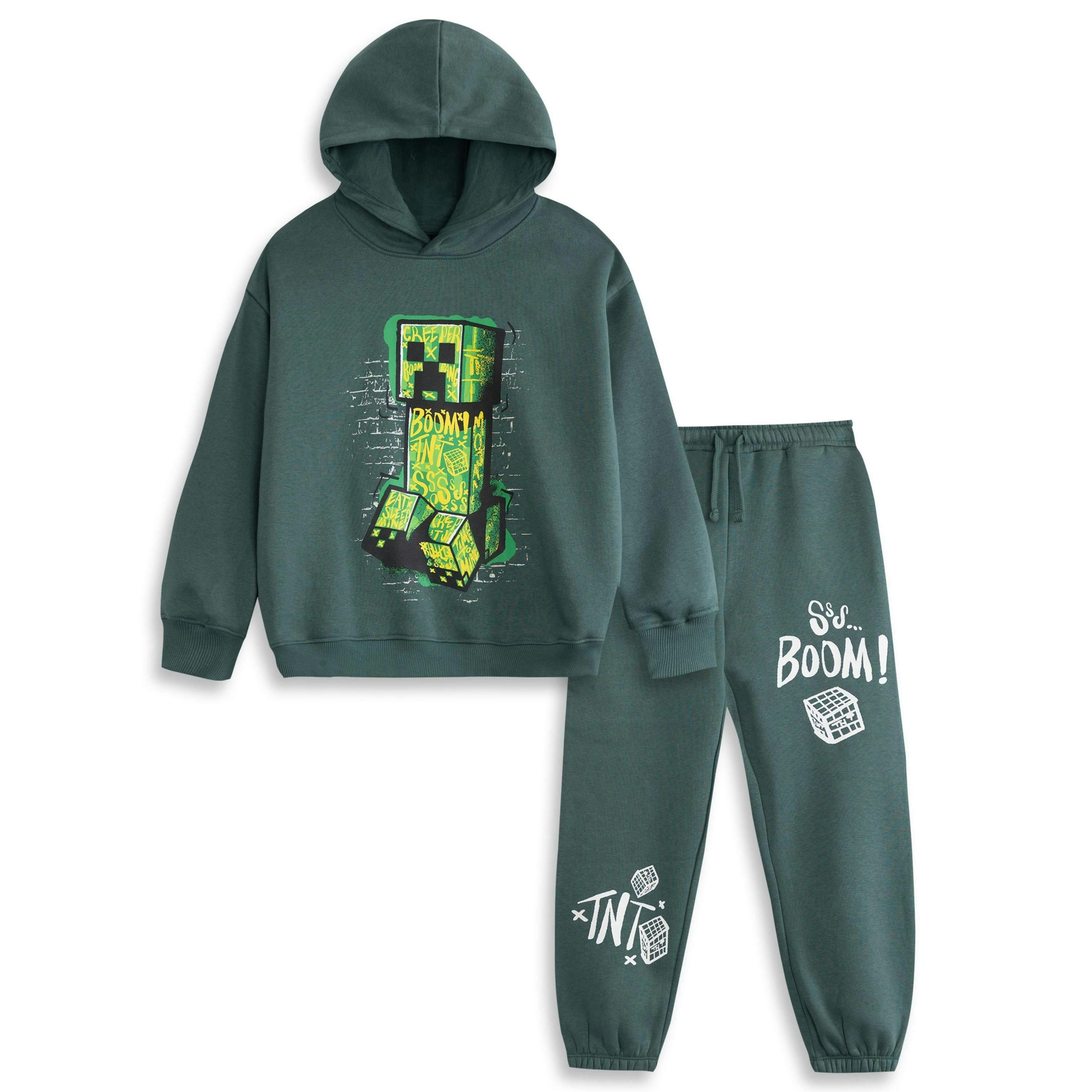 Minecraft Boys Green Creeper Sweatshirt and Joggers Set by Vanilla Underground , view 1 of 6