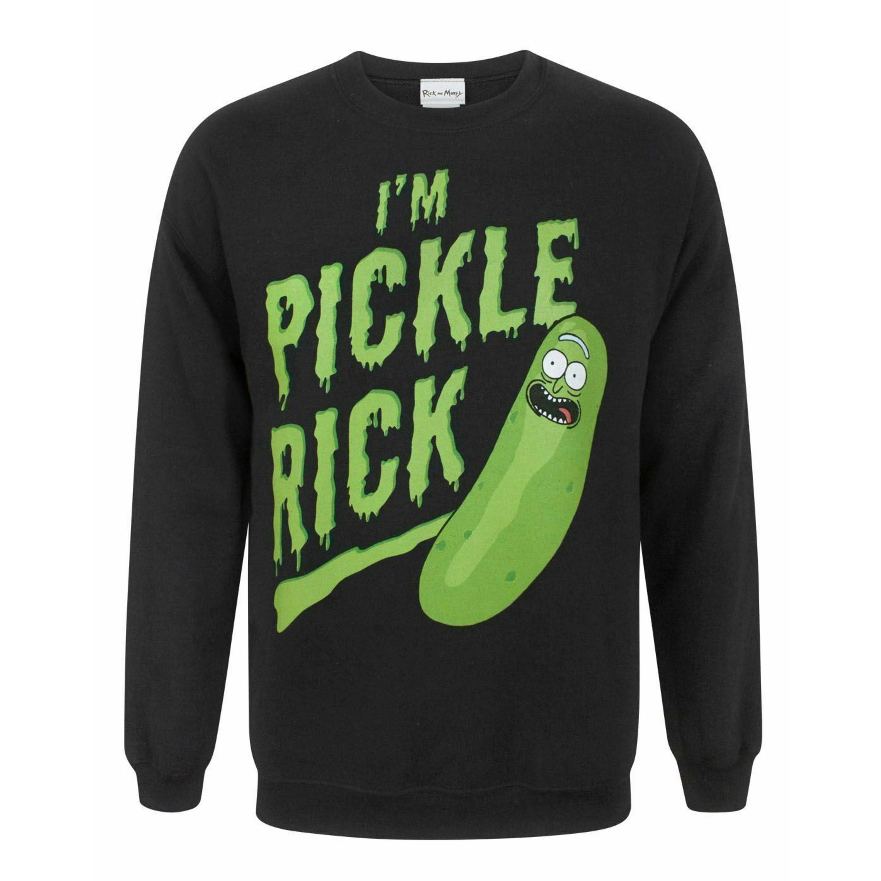 Rick And Morty Mens Black Pickle Rick Sweatshirt by Vanilla Underground , view 1 of 4