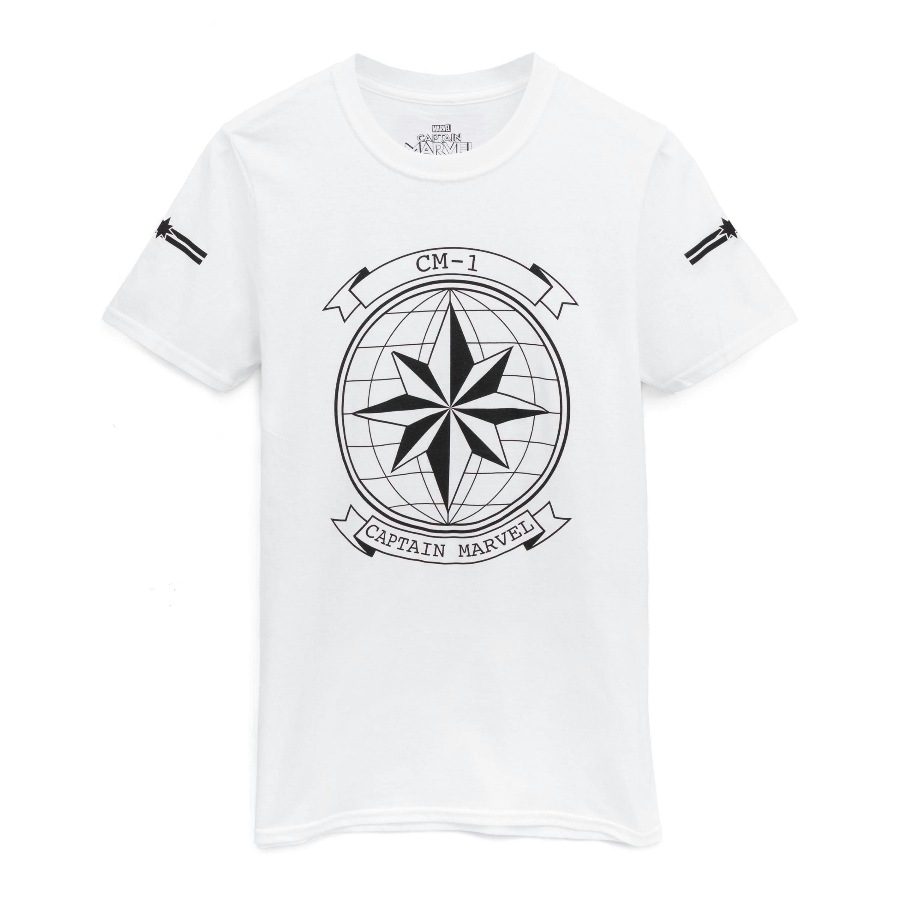 Marvel Womens White Captain Marvel Short Sleeved T-Shirt by Vanilla Underground , view 1 of 5