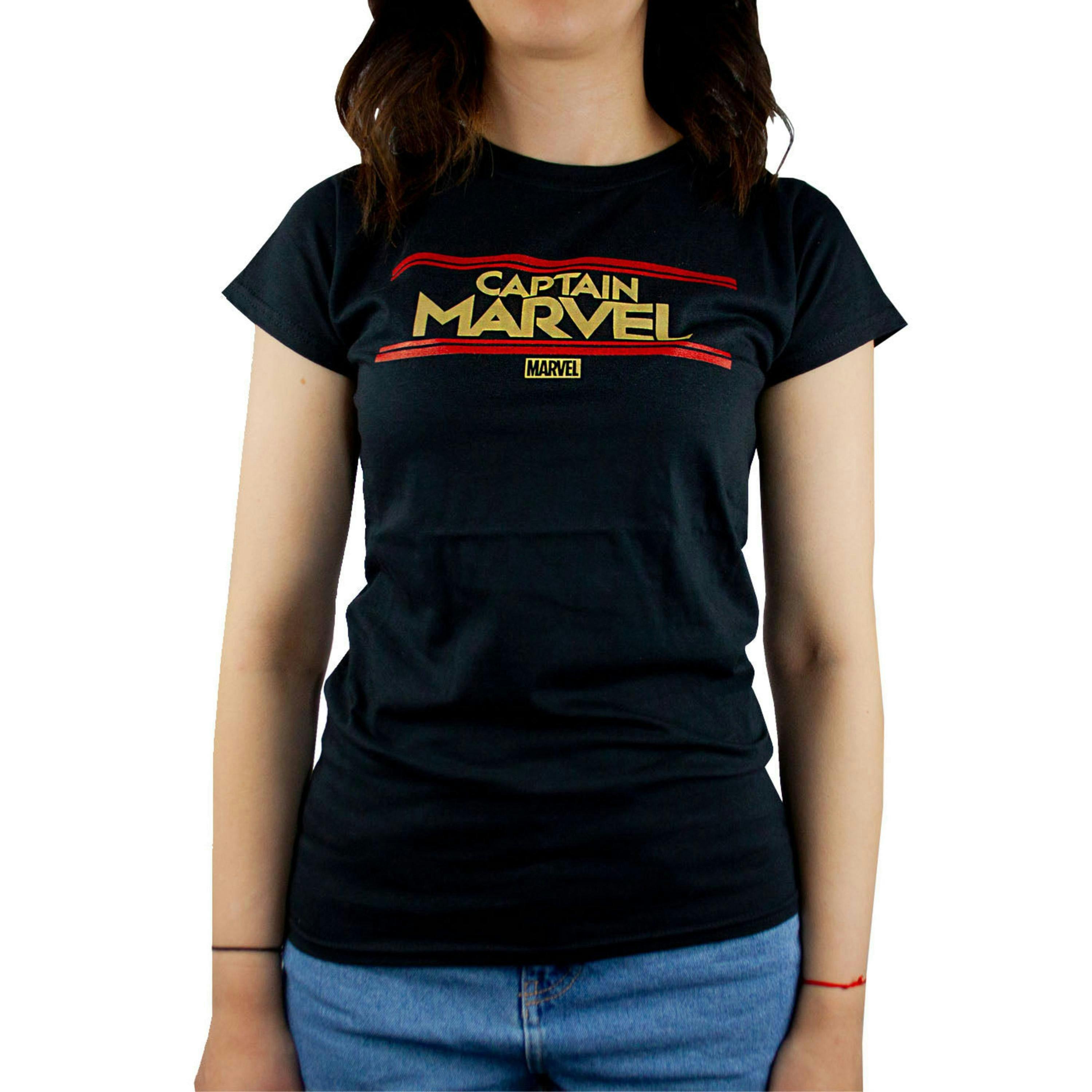 Marvel Womens Black Captain Marvel Short Sleeved T-Shirt by Vanilla Underground , view 1 of 5