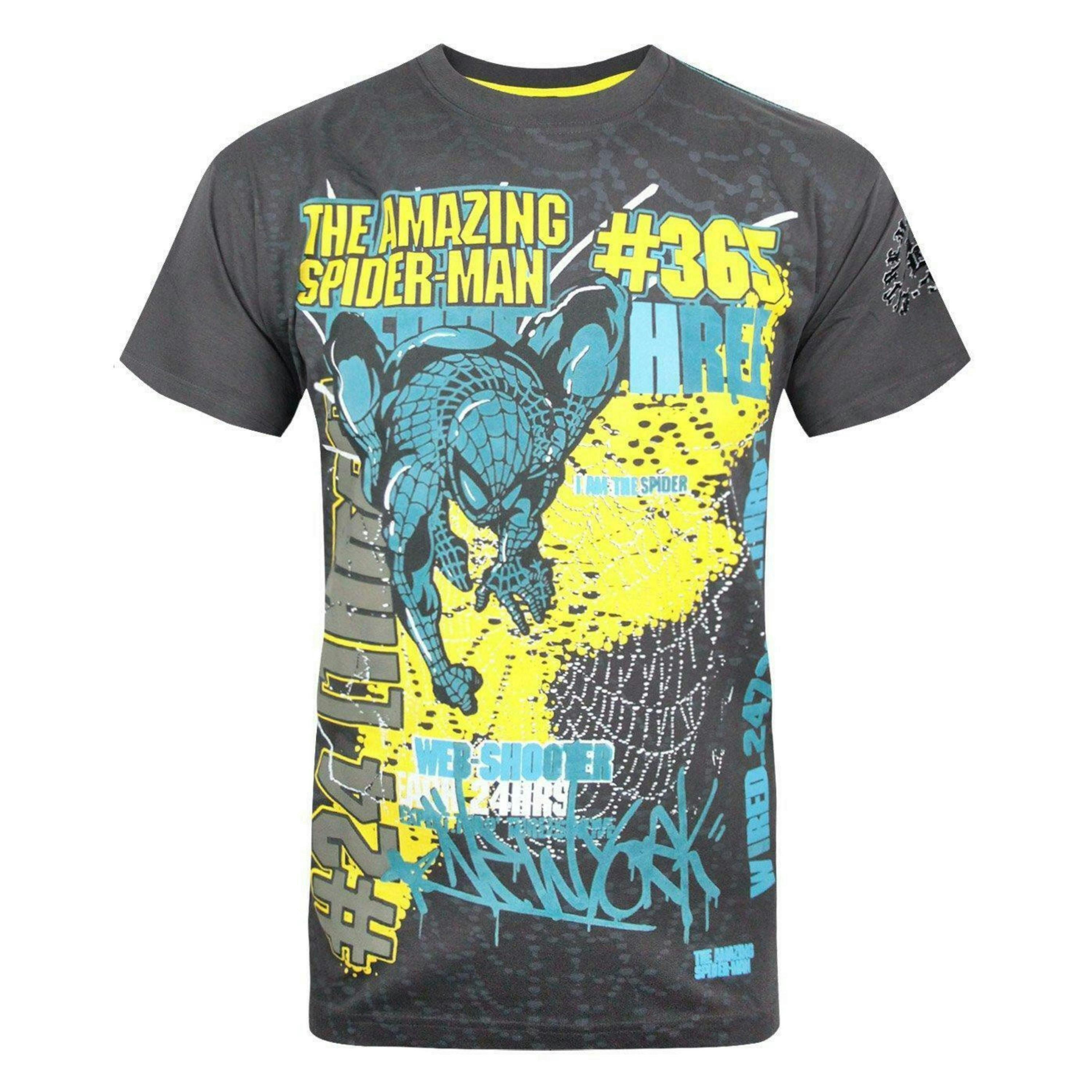 Marvel Mens Grey Spider-Man Short Sleeved T-Shirt by Vanilla Underground , view 1 of 4