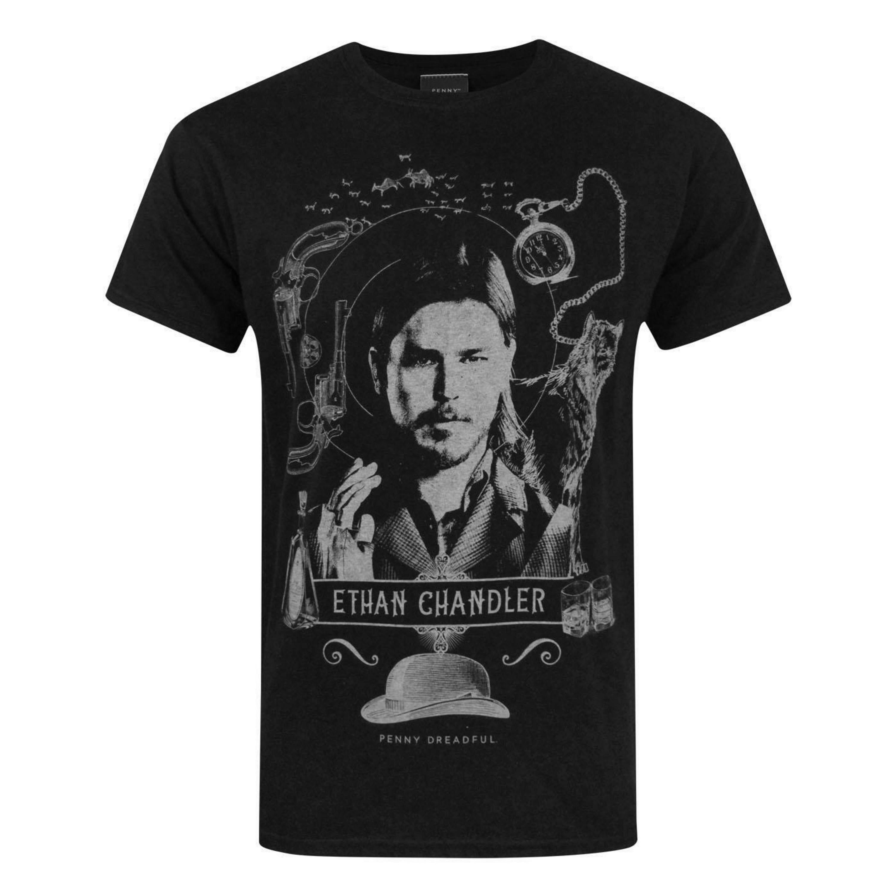 Penny Dreadful Mens Black Ethan Chandler Short Sleeved T-Shirt by Vanilla Underground , view 1 of 4