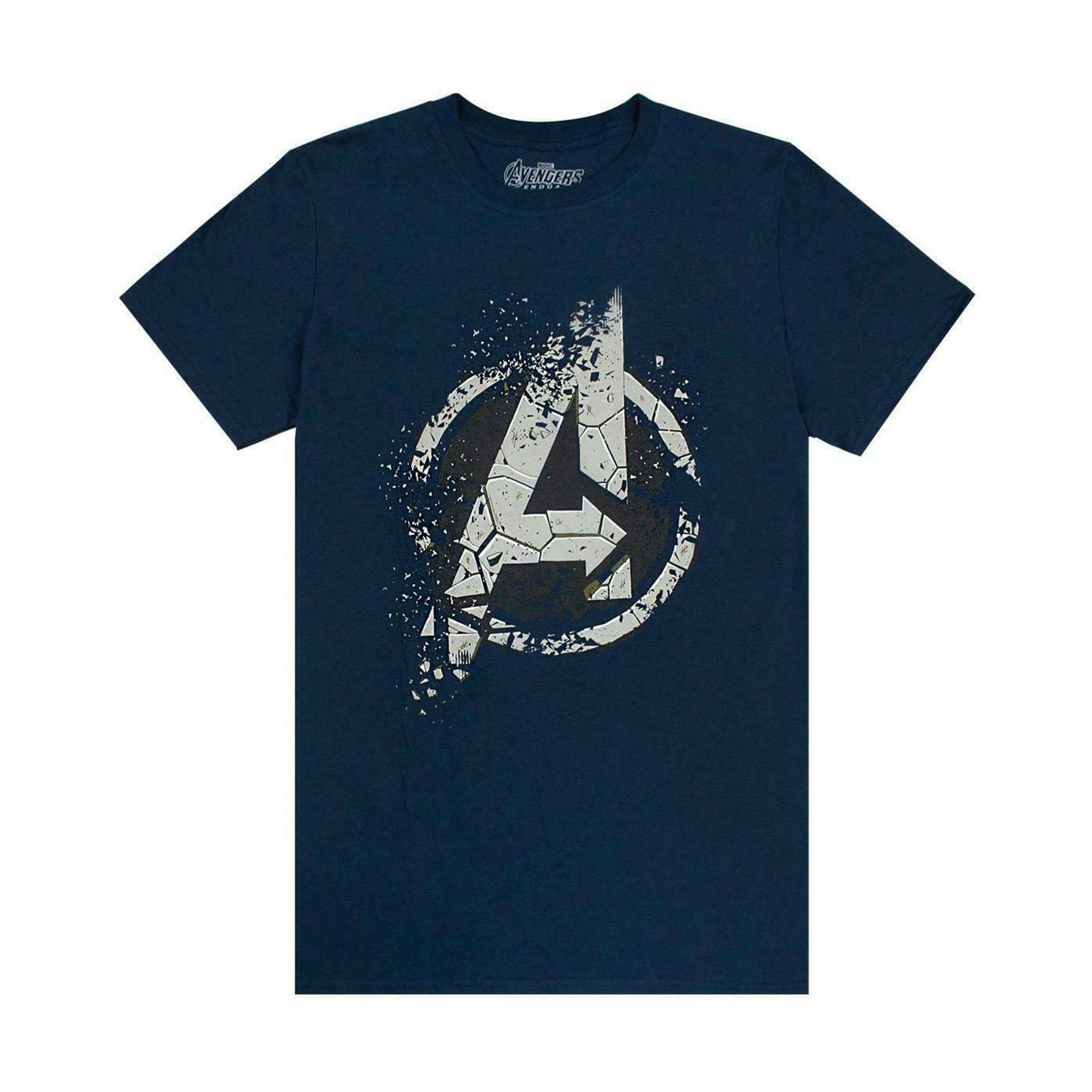 Marvel Mens Blue Eroded Avengers Logo Short Sleeved T-Shirt by Vanilla Underground , view 1 of 5